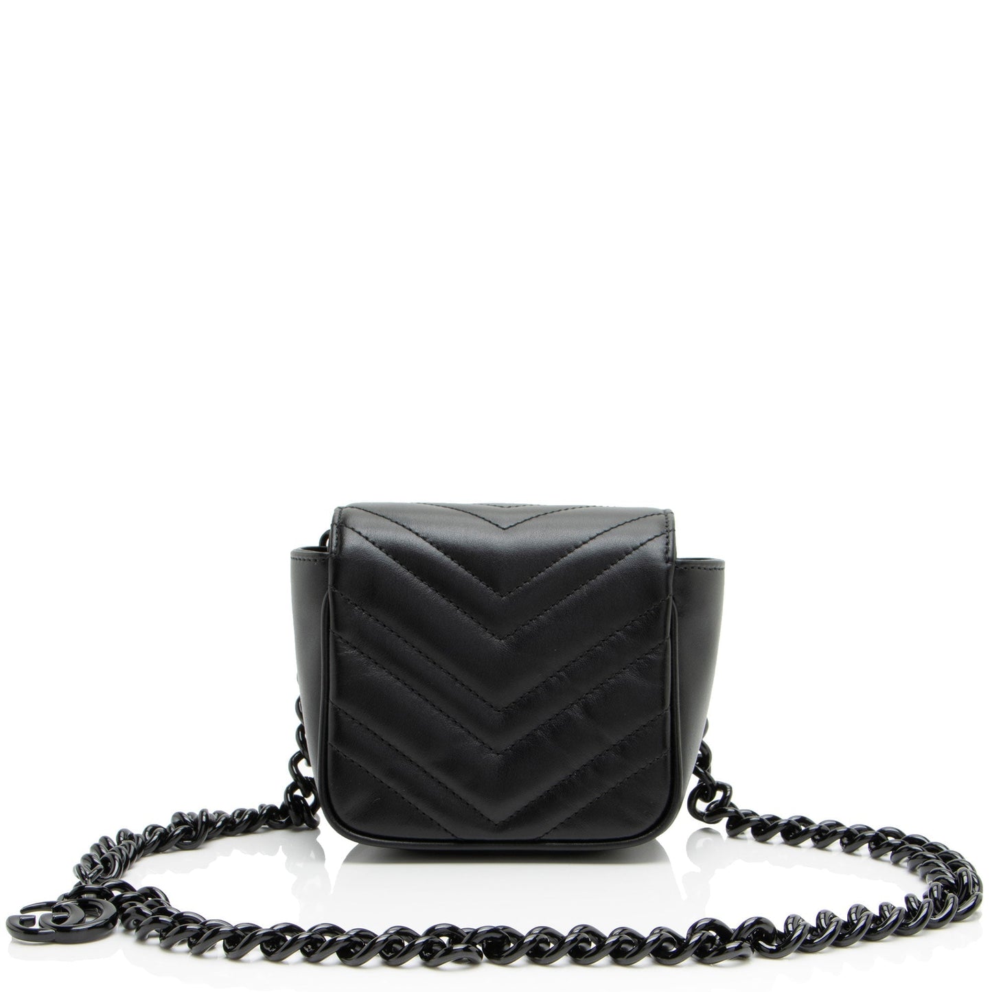 Gucci GG Marmont Monochrome Square Belt Matelasse Leather Black Chain Accessory Bag 4