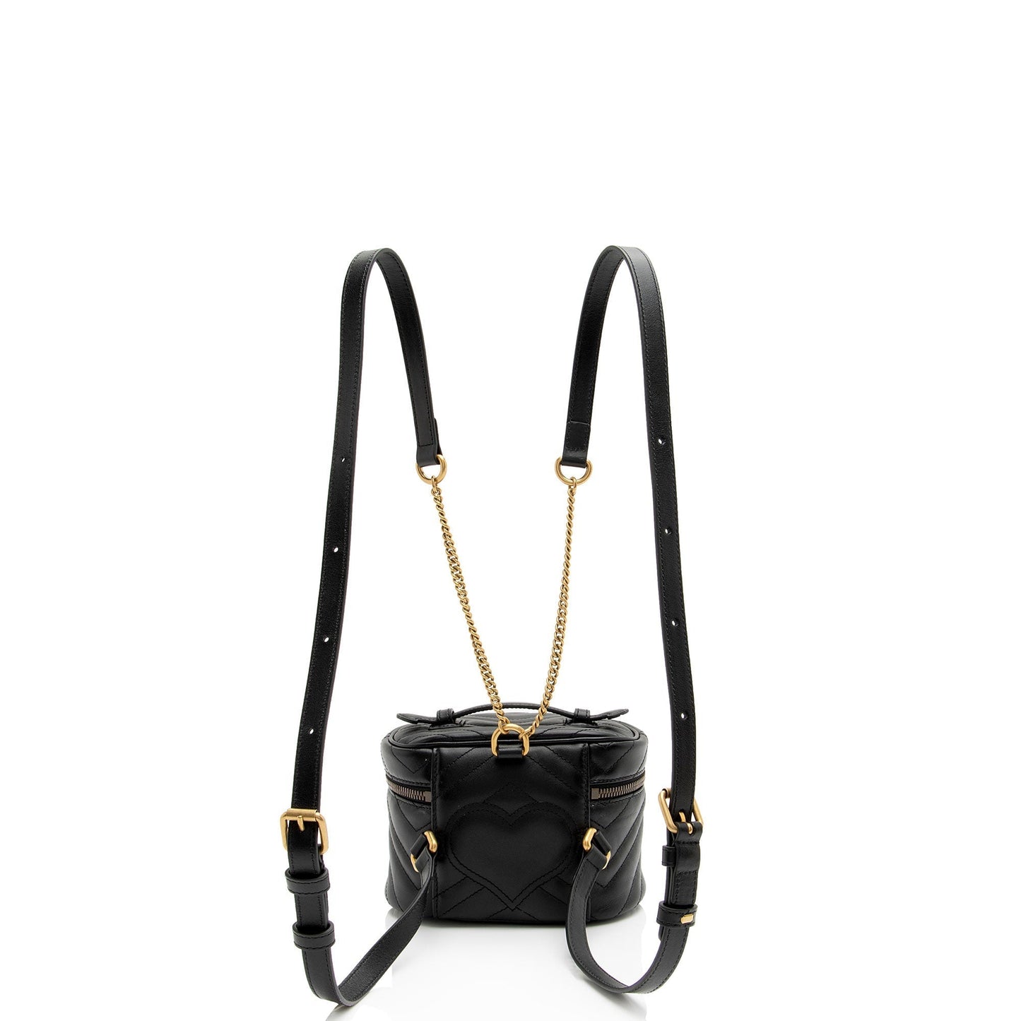 Gucci GG Marmont Round Backpack SHF-nSn7Zg Matelasse Leather Black Mini Shoulder Bag