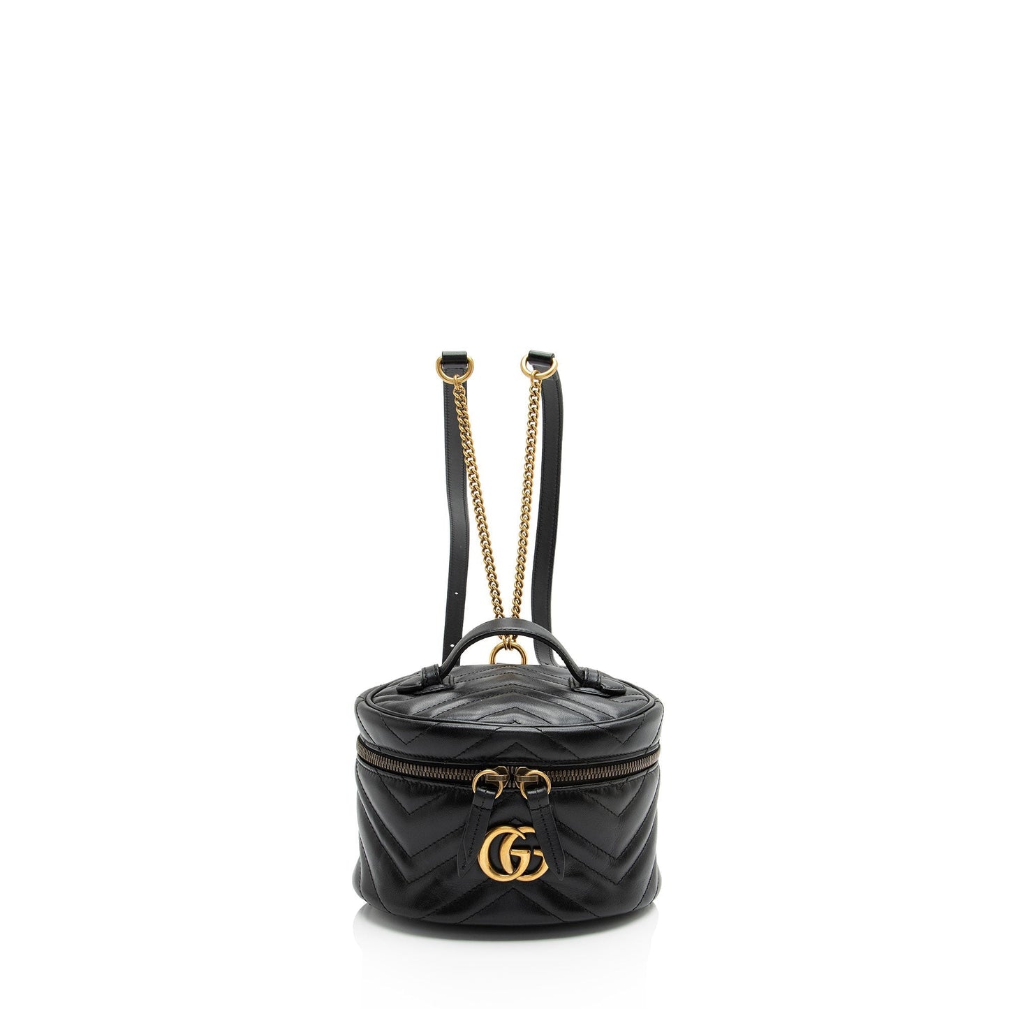 Gucci GG Marmont Round Backpack SHF-tbmiZF Matelasse Leather Black Mini Shoulder Bag