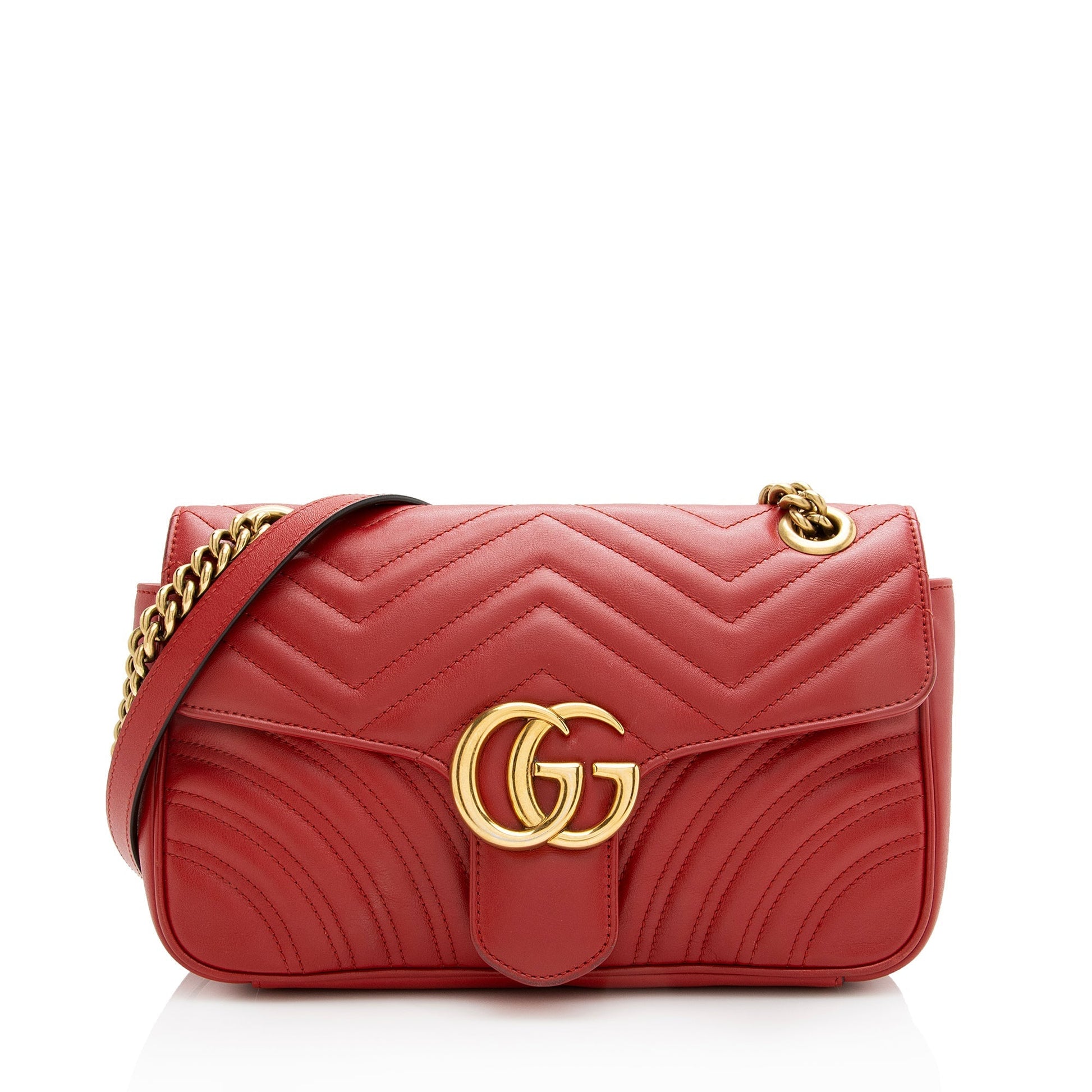 Gucci GG Marmont SHF Matelasse Leather Red Small Crossbody Bag