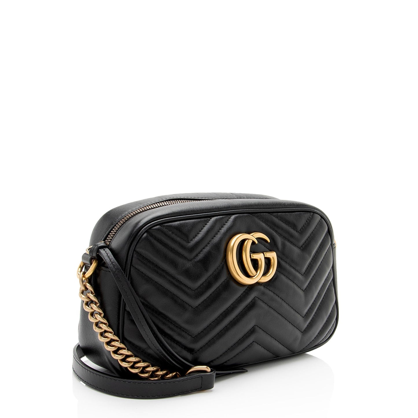 Gucci GG Marmont Camera Matelasse Leather Black Small Crossbody Bag Camera Bag