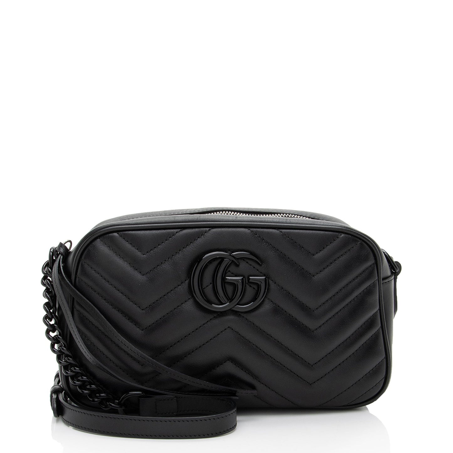 Gucci Monochrome GG Marmont Camera Matelasse Leather Black Small Crossbody Bag