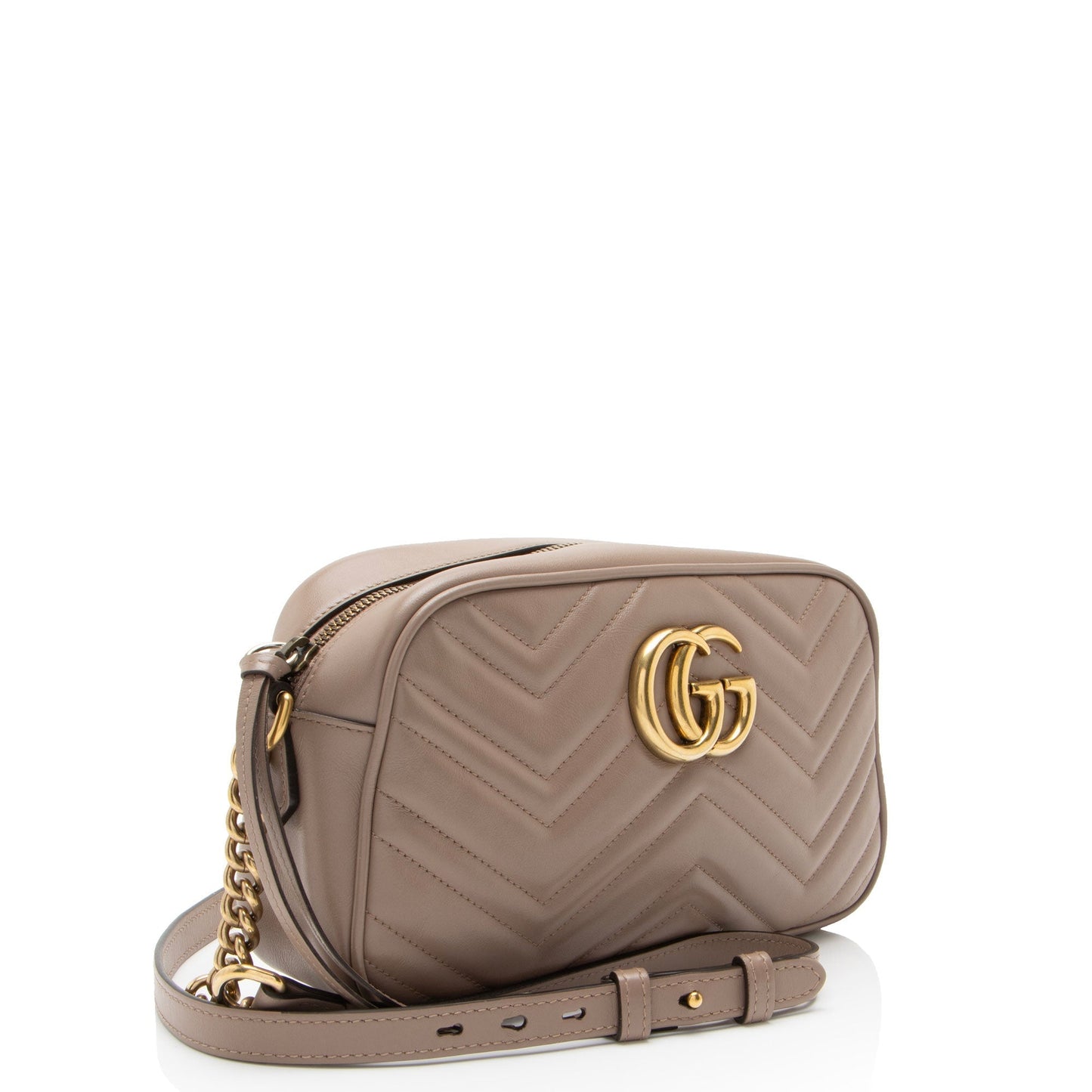 Gucci GG Marmont Camera Matelasse Leather Beige Small Crossbody Bag
