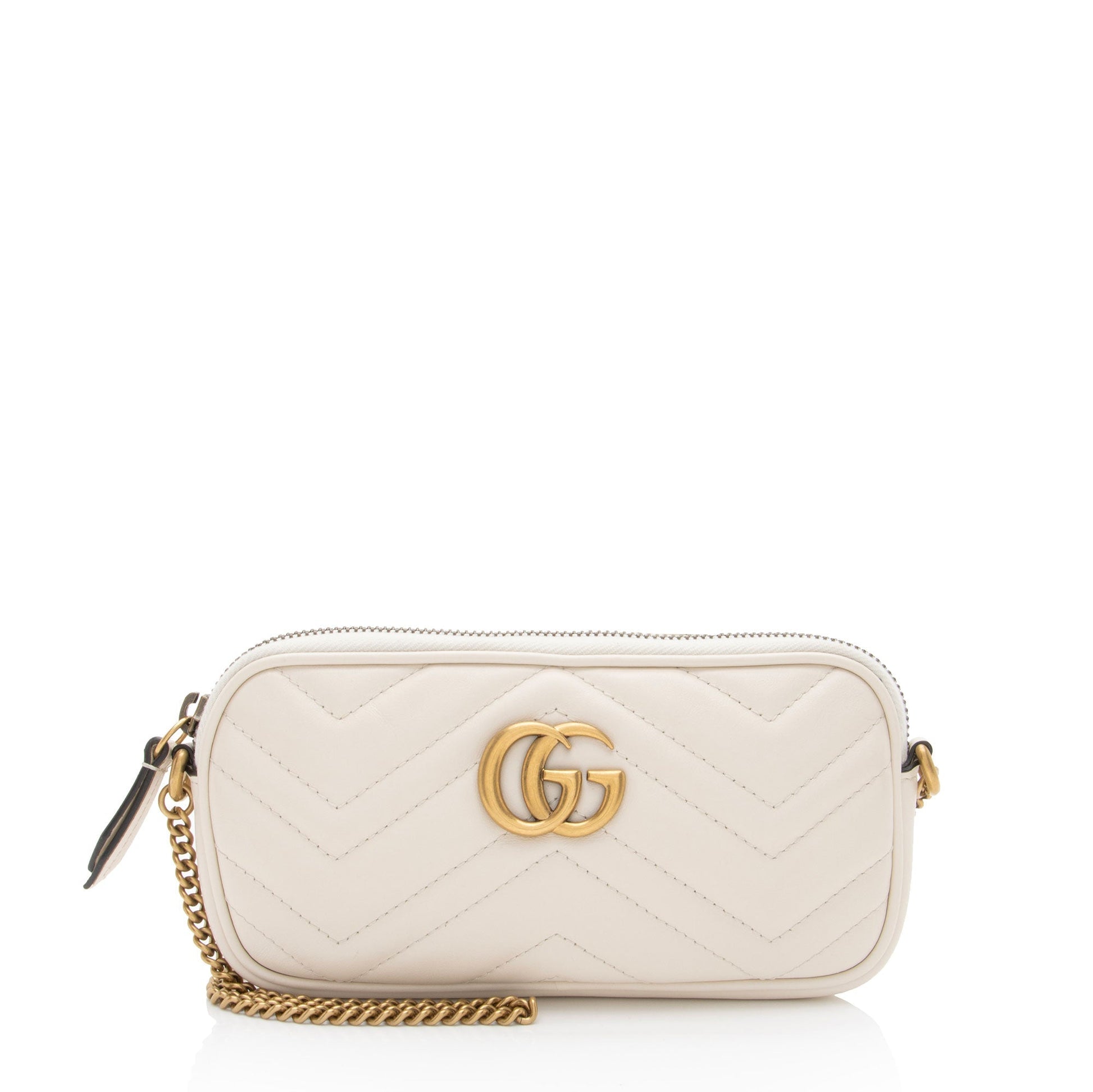 Gucci GG Marmont Matelasse Leather White Small Crossbody Bag