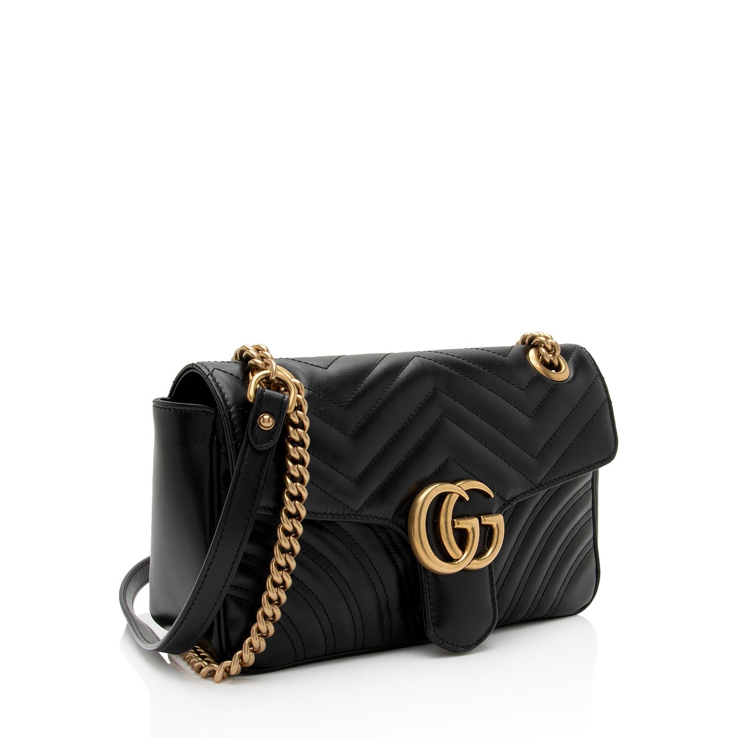 Gucci GG Marmont Flap SHF-lcLQ2a Matelasse Leather Black Small Crossbody Bag