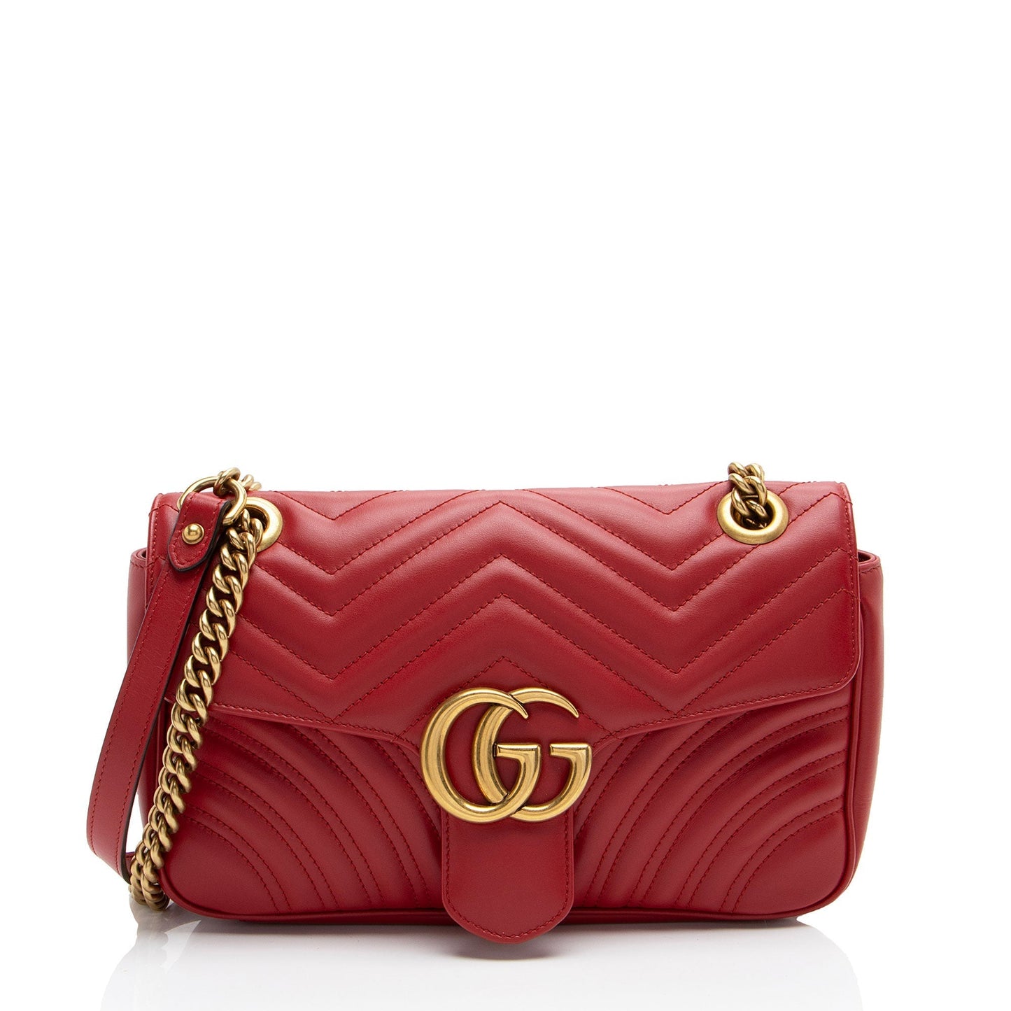 Gucci GG Marmont Flap SHF-RkMP3j Matelasse Leather Red Small Crossbody Bag