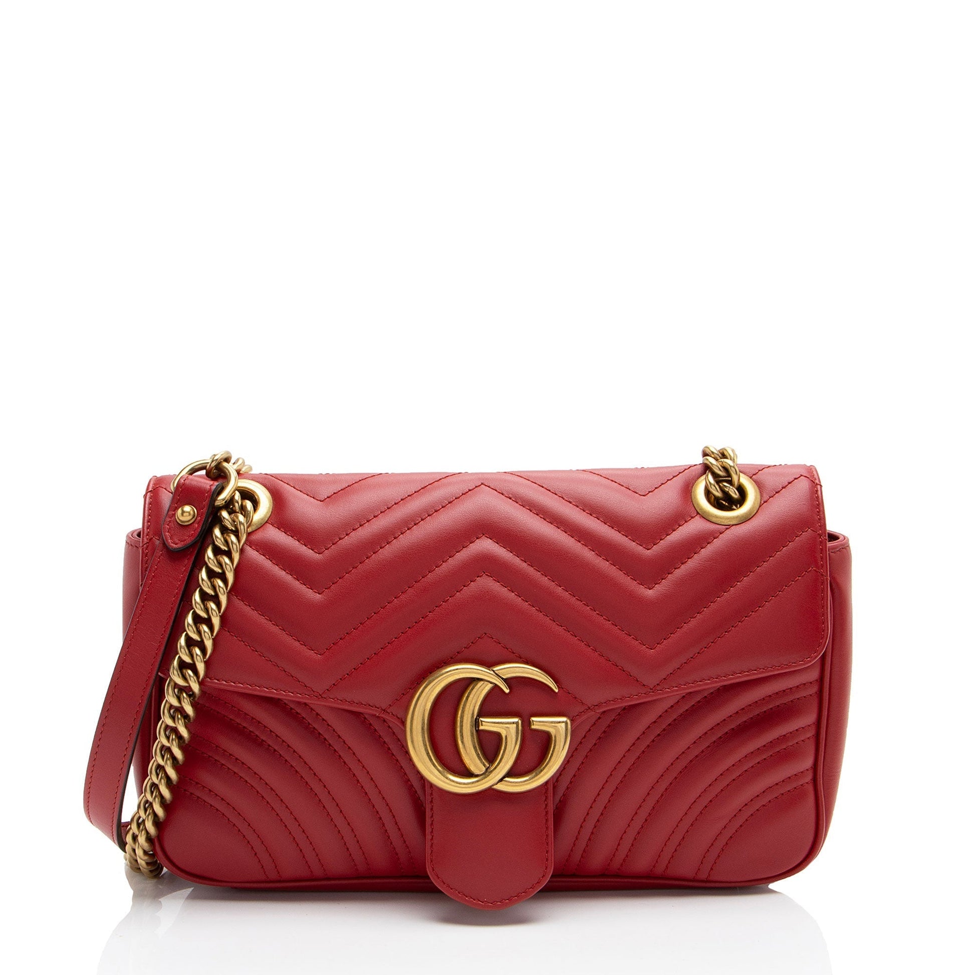 Gucci GG Marmont Flap SHF-RkMP3j Matelasse Leather Red Small Crossbody Bag
