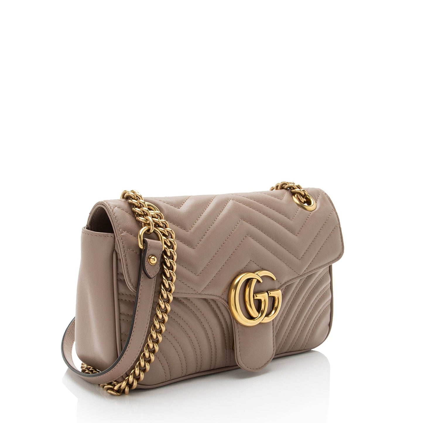 Gucci GG Marmont Flap Matelasse Leather Beige Small Crossbody Bag