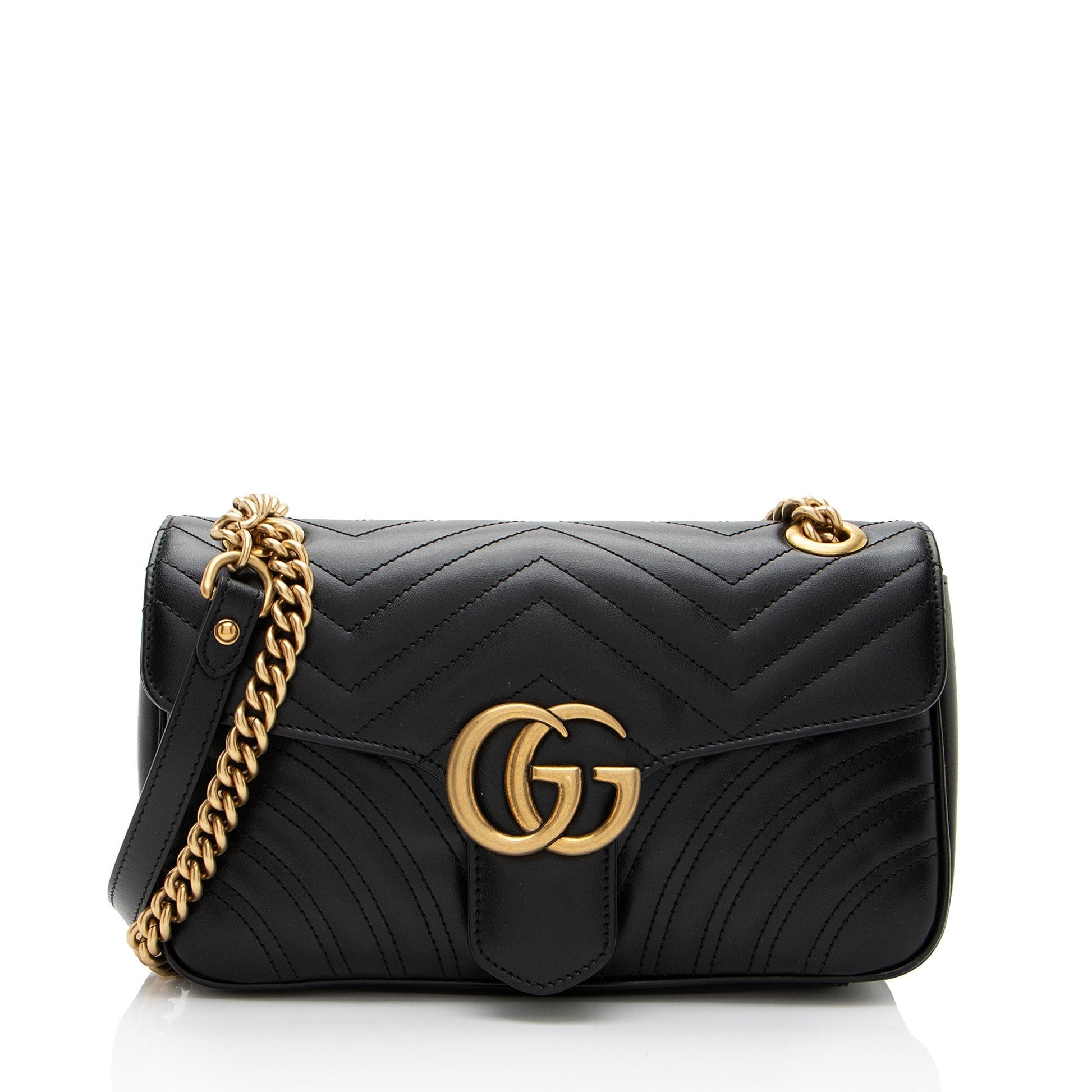 Gucci GG Marmont Flap SHF-gHIYfO Matelasse Leather Black Small Crossbody Bag