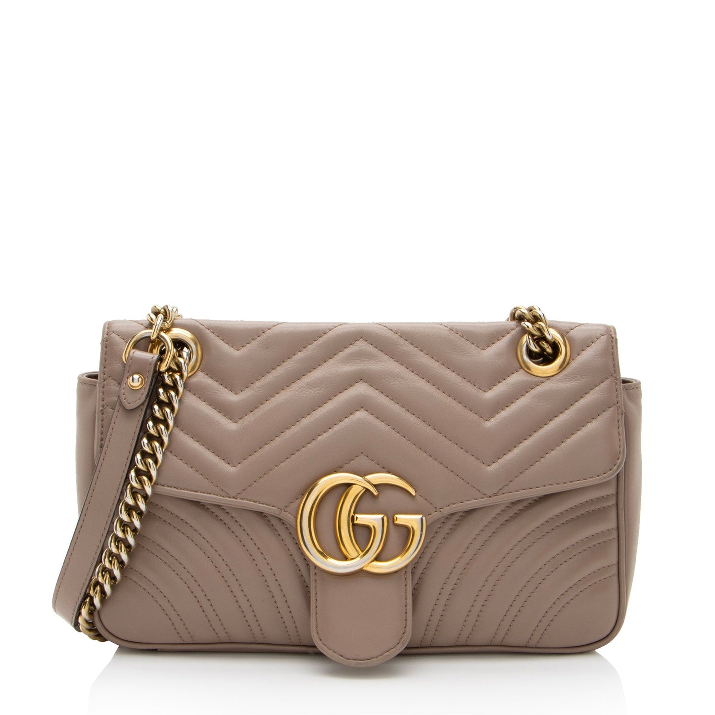 Gucci GG Marmont Flap SHF-V9wY7d Matelasse Leather Beige Small Crossbody Bag