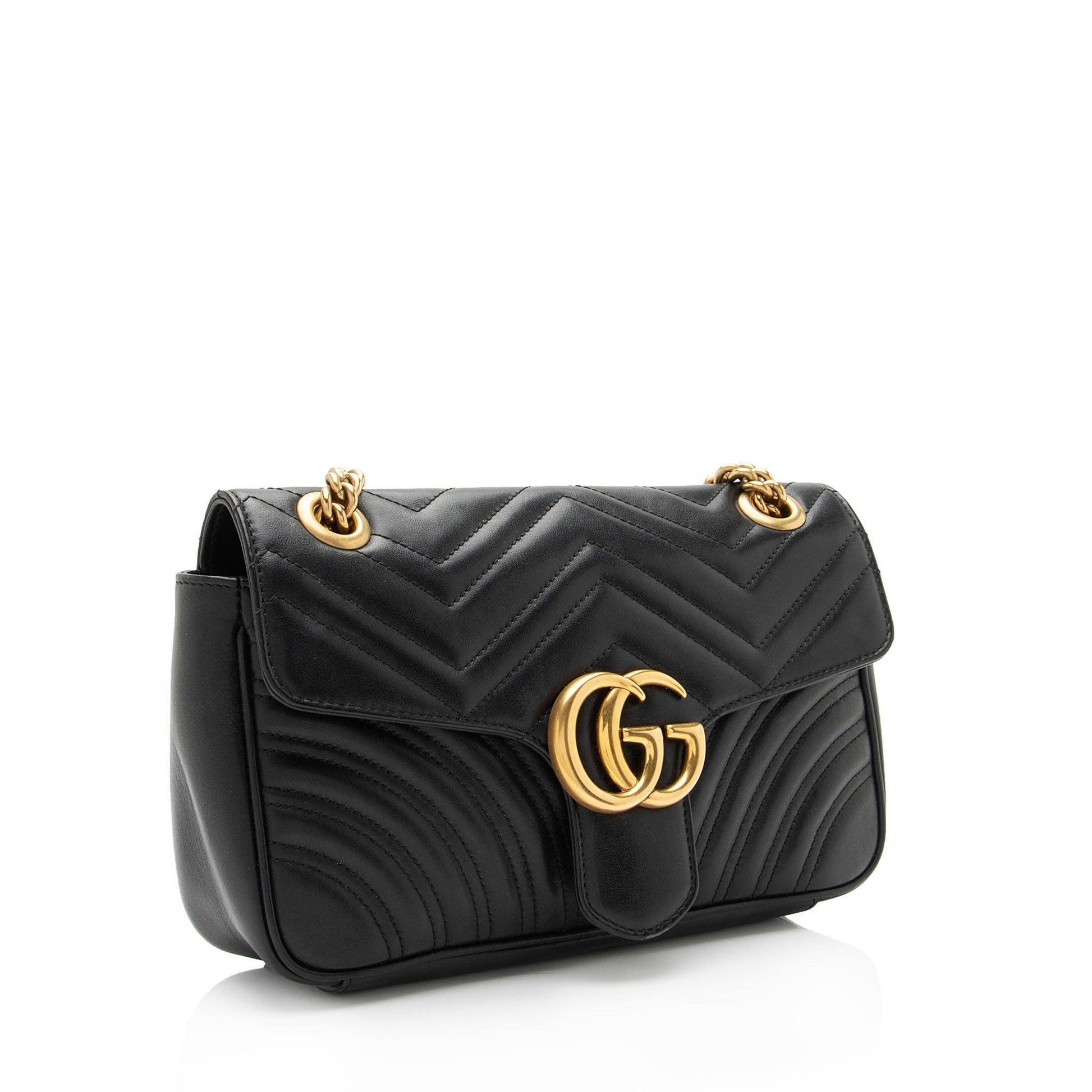 Gucci GG Marmont Flap SHF-IkiGIu Matelasse Leather Black Small Crossbody Bag