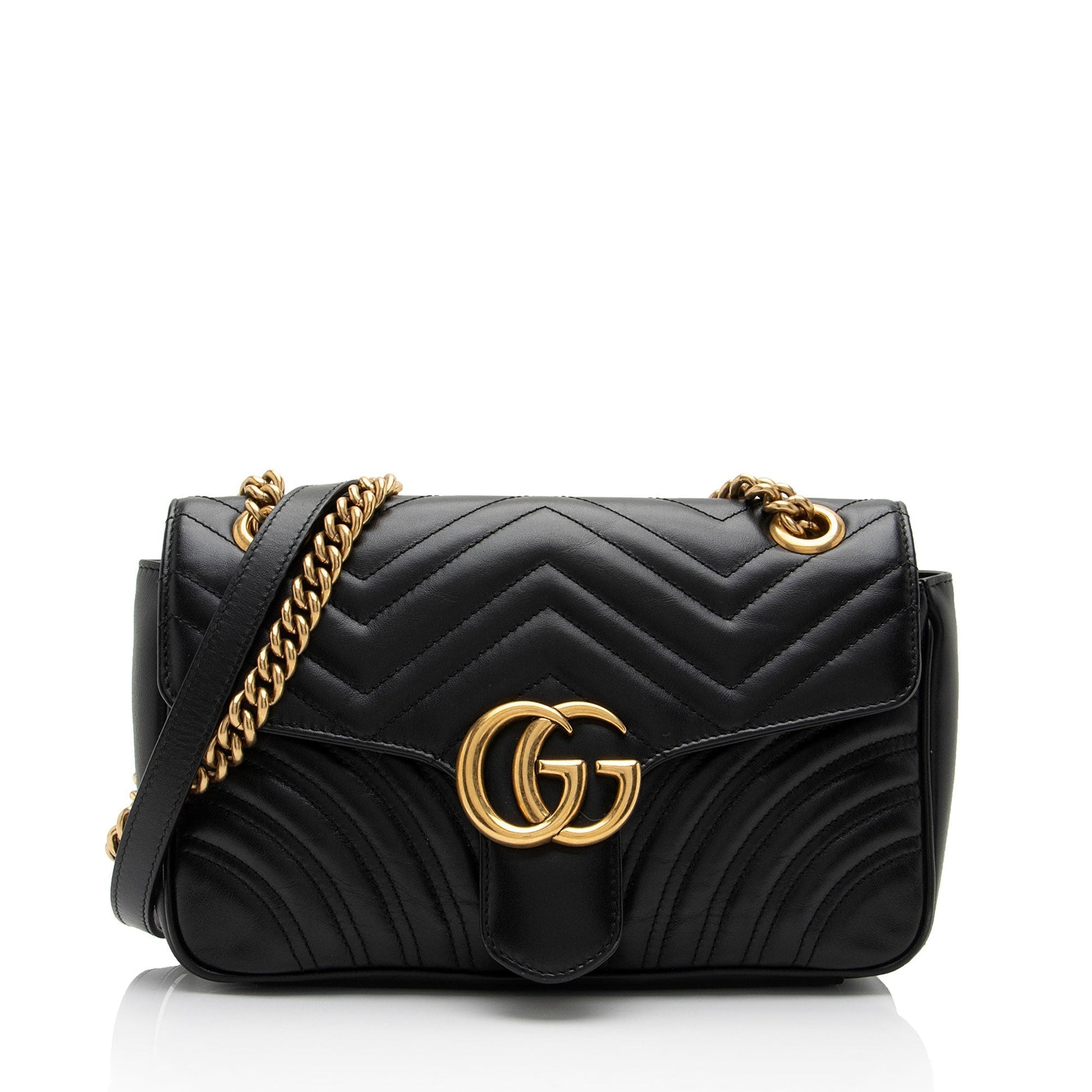 Gucci GG Marmont Flap SHF-5zif5r Matelasse Leather Black Small Crossbody Bag