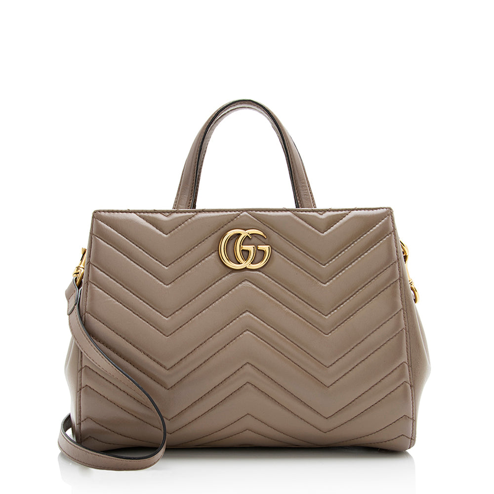 Gucci GG Marmont - FINAL SHF Matelasse Leather Beige Small Satchel Bag