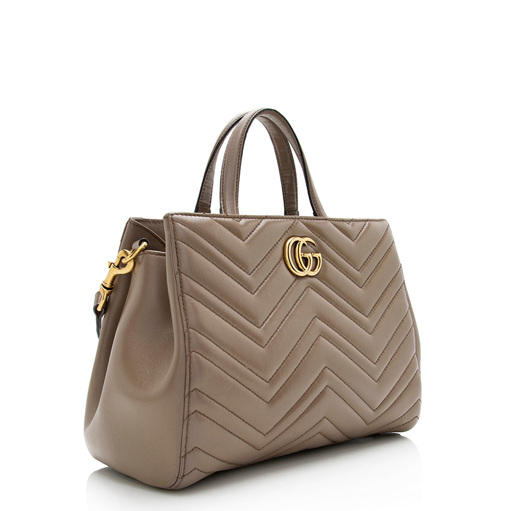 Gucci GG Marmont - FINAL SHF Matelasse Leather Beige Small Satchel Bag