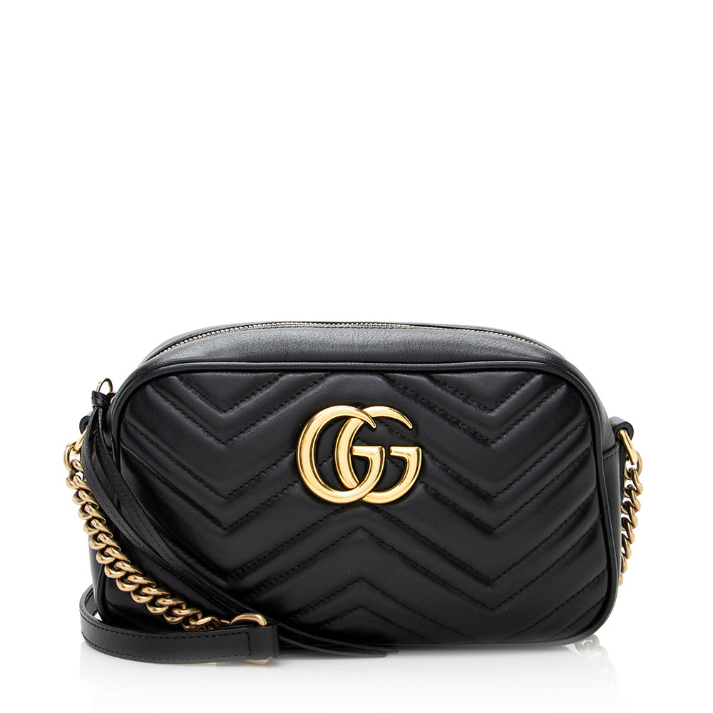 Gucci GG Marmont SHF Matelasse Leather Black Small Crossbody Bag
