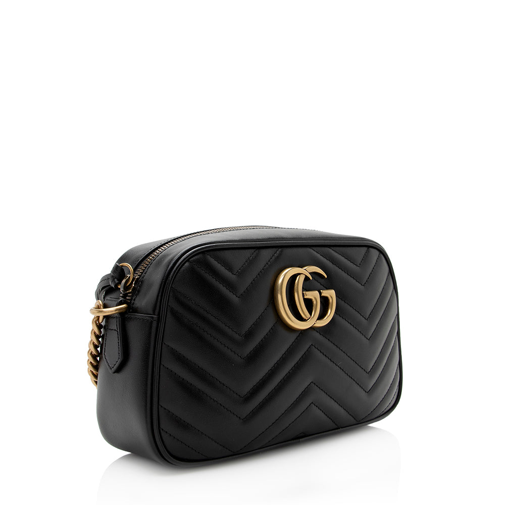 Gucci GG Marmont SHF Matelasse Leather Black Small Crossbody Bag Bag Shf