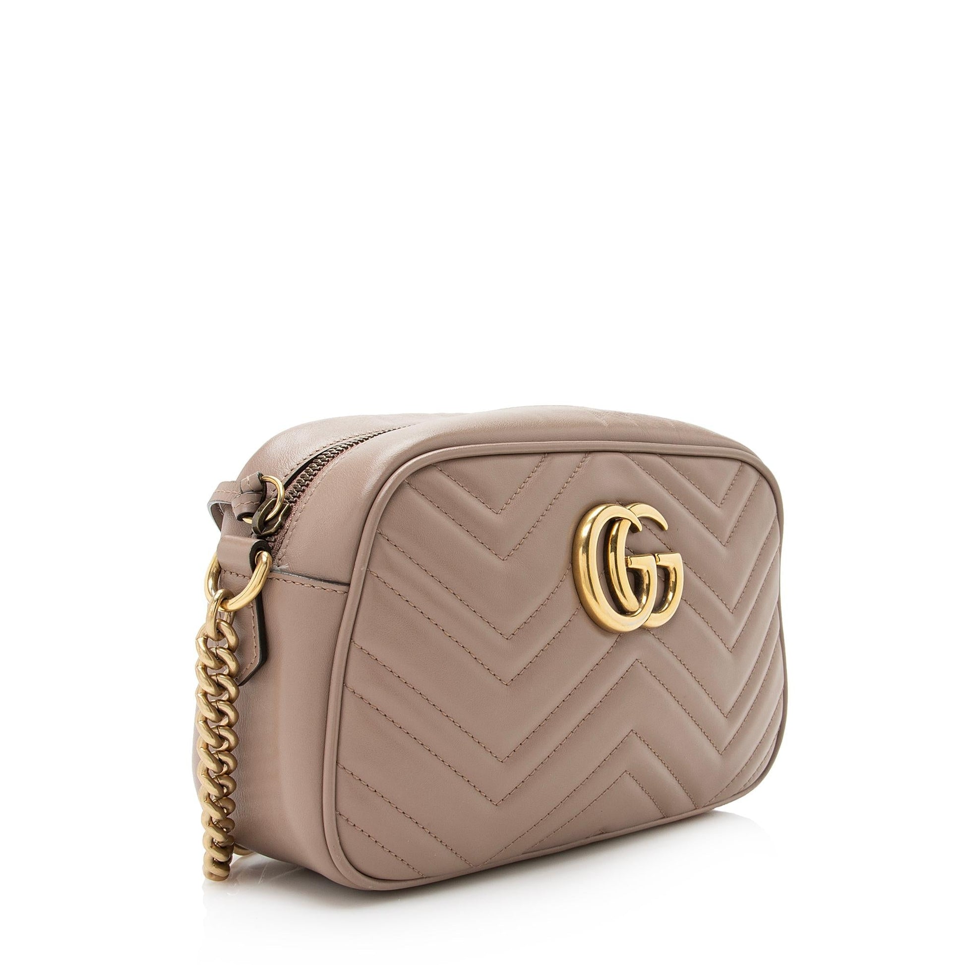 Gucci GG Marmont SHF Matelasse Leather Beige Small Crossbody Bag Bag Shf