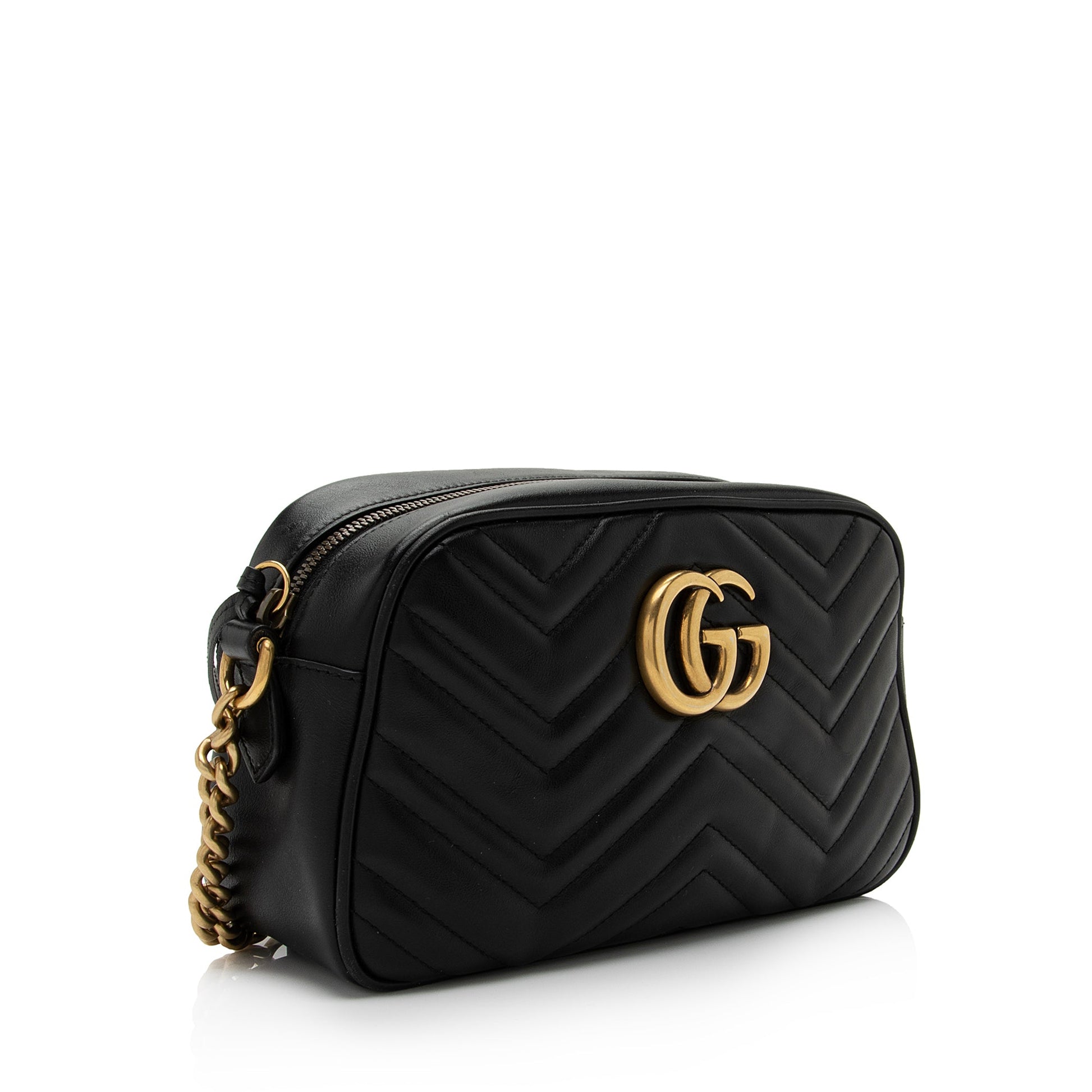 Gucci GG Marmont SHF-8WEwIl Matelasse Leather Black Small Crossbody Bag