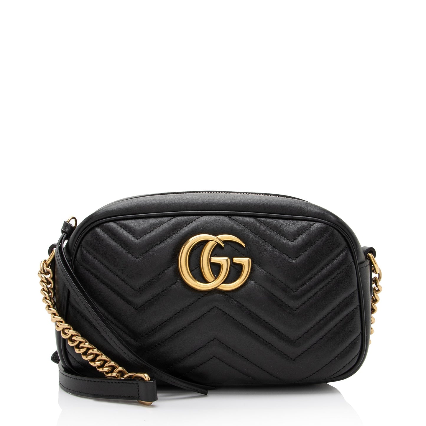 Gucci GG Marmont SHF-0aSpIT Matelasse Leather Black Small Crossbody Bag