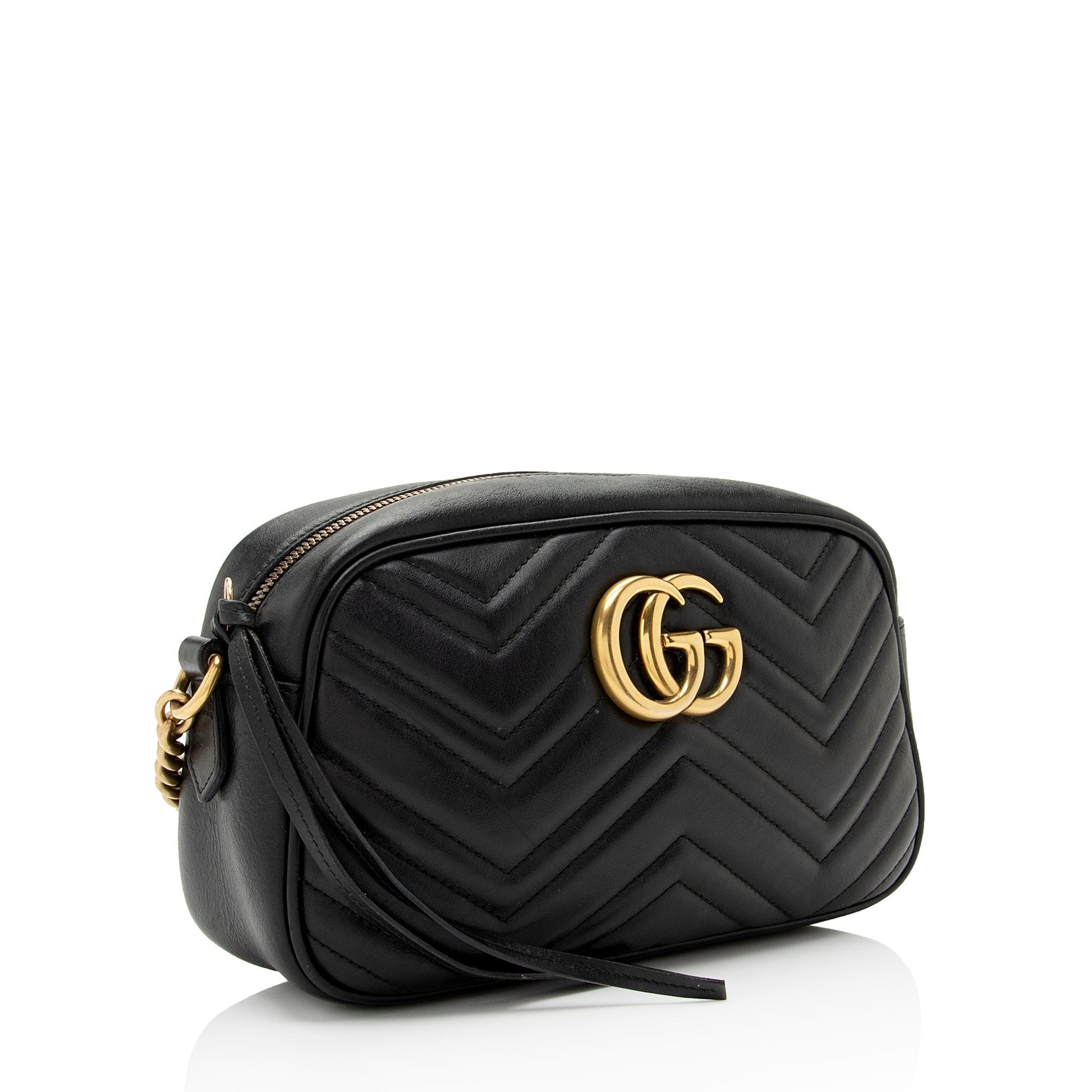 Gucci GG Marmont SHF-X9kyDa Matelasse Leather Black Small Crossbody Bag