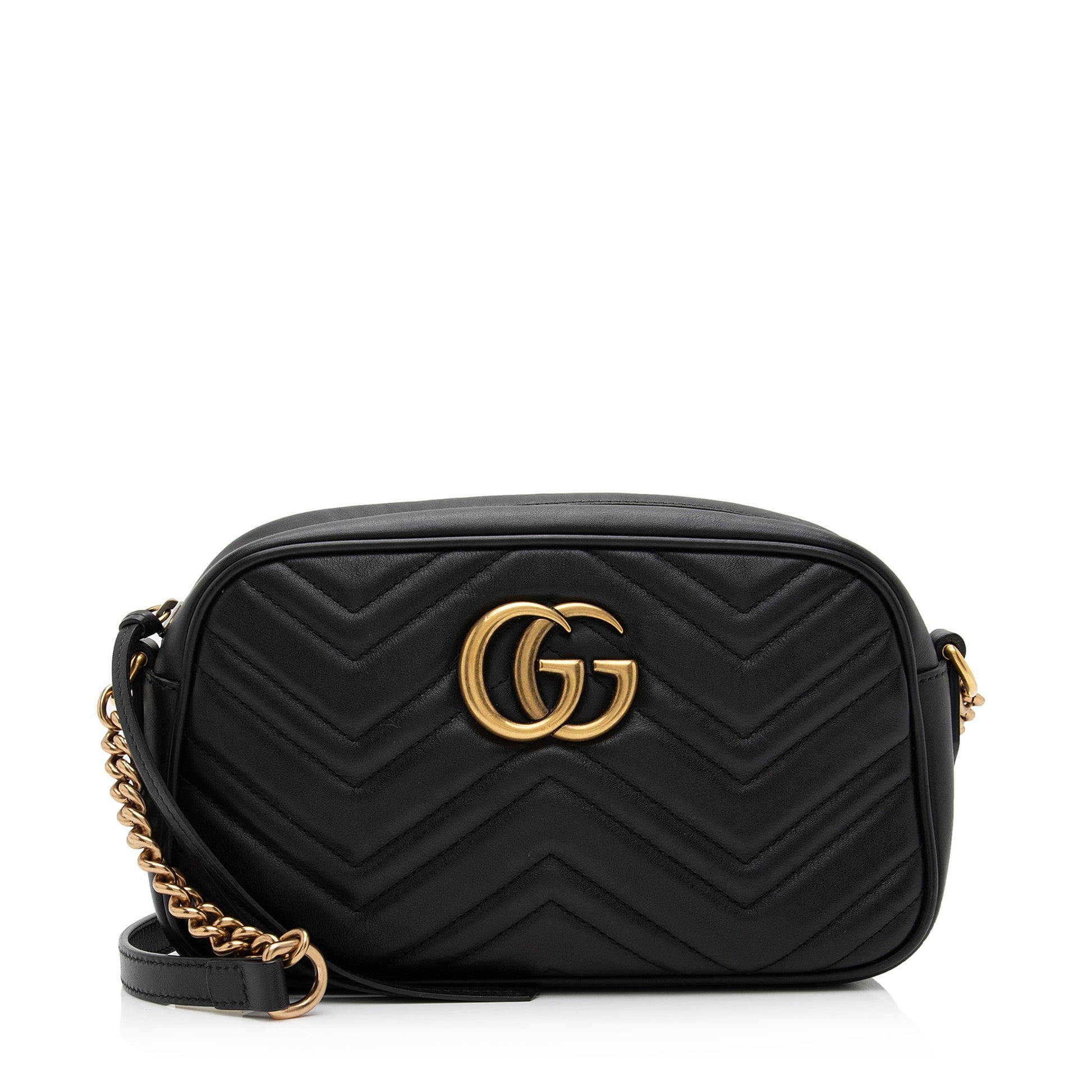 Gucci GG Marmont SHF-yWuLoN Matelasse Leather Black Small Crossbody Bag