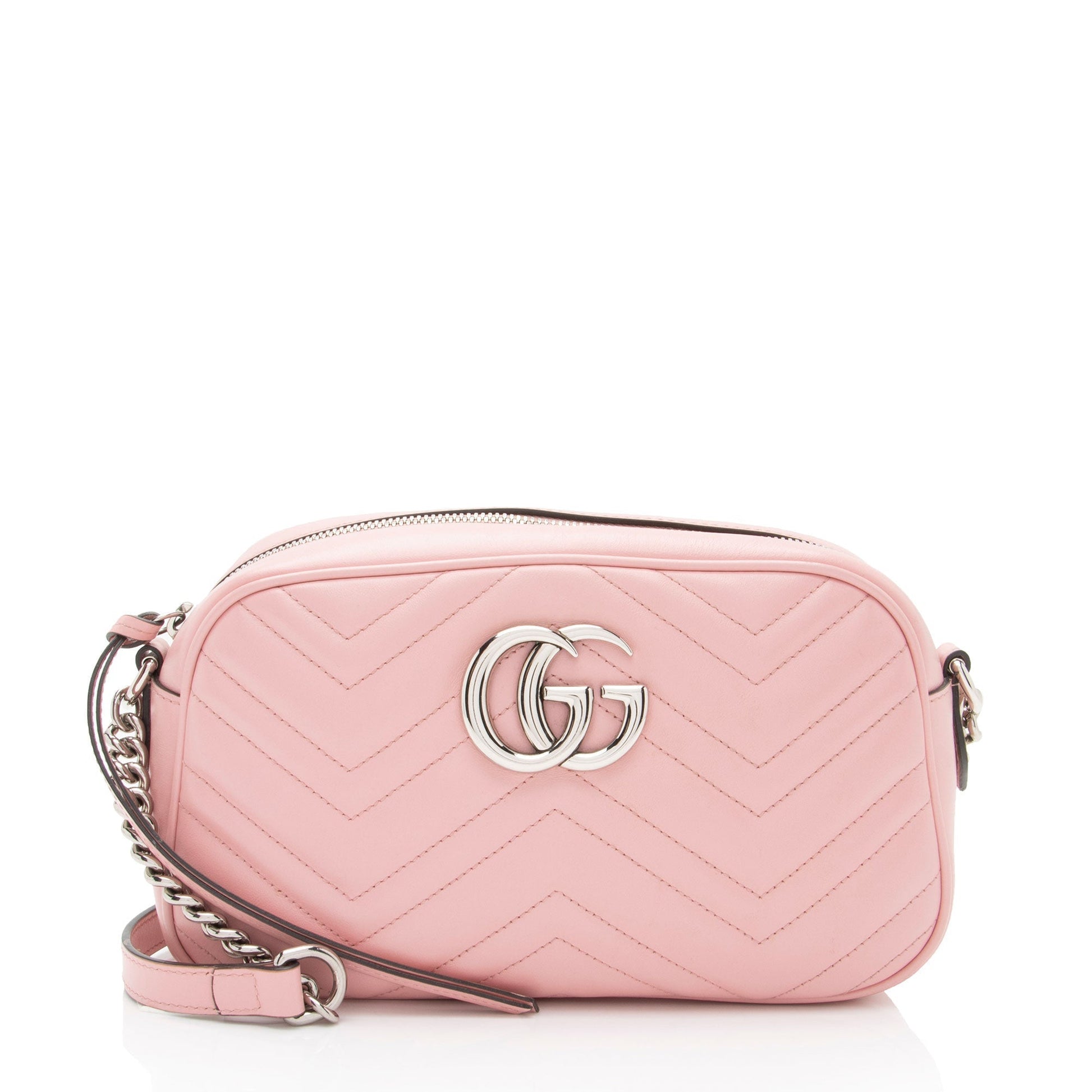 Gucci GG Marmont SHF-W30FiI Matelasse Leather Pink Small Crossbody Bag