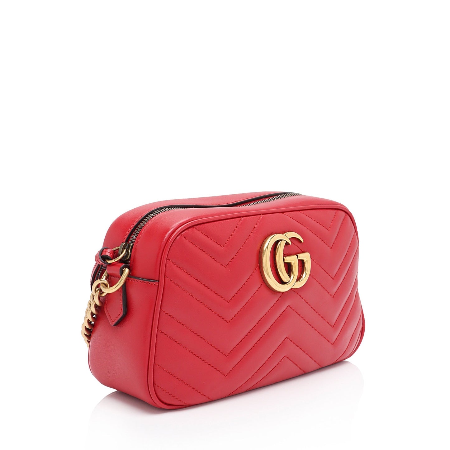 Gucci GG Marmont SHF-XQ9hBN Matelasse Leather Red Small Crossbody Bag