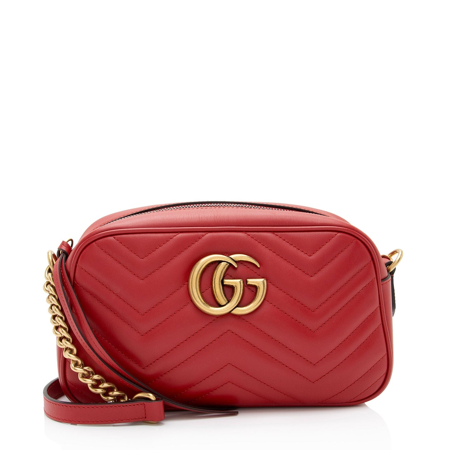 Gucci GG Marmont SHF-tXCZHO Matelasse Leather Red Small Crossbody Bag