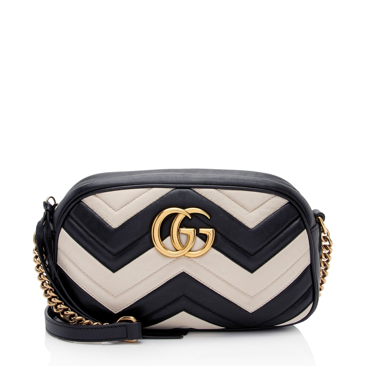 Gucci GG Marmont SHF-cKg6iD Matelasse Leather White Blue Crossbody Bag