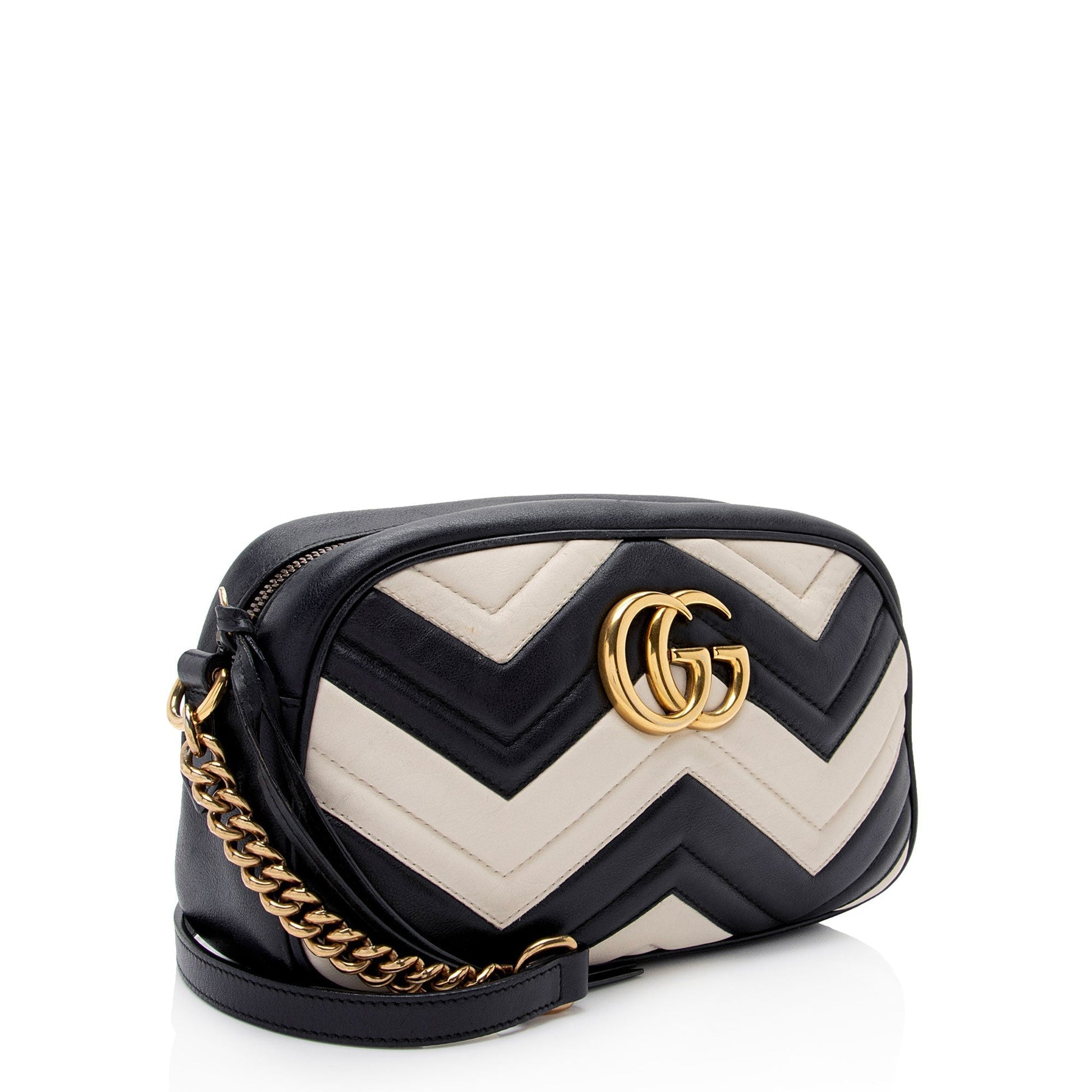 Gucci GG Marmont SHF-cKg6iD Matelasse Leather White Blue Crossbody Bag