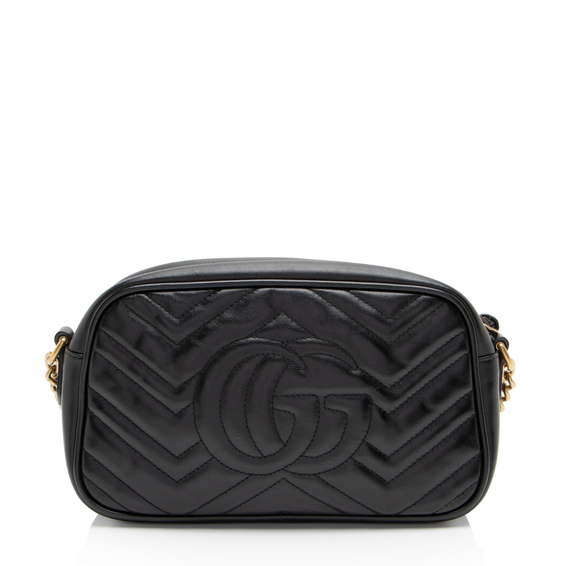 Gucci GG Marmont SHF-baNUcE Matelasse Leather Black Small Crossbody Bag