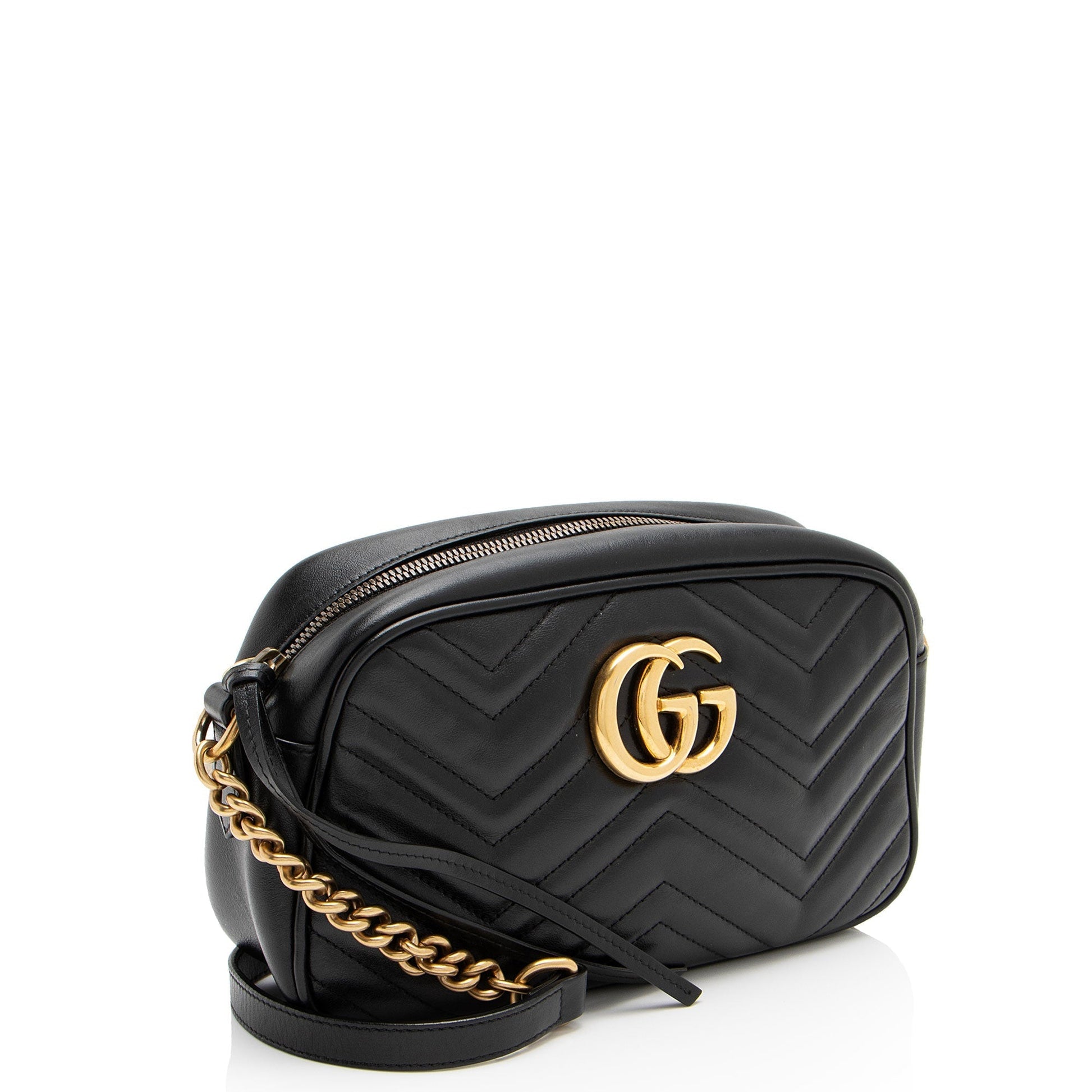 Gucci GG Marmont SHF-baNUcE Matelasse Leather Black Small Crossbody Bag