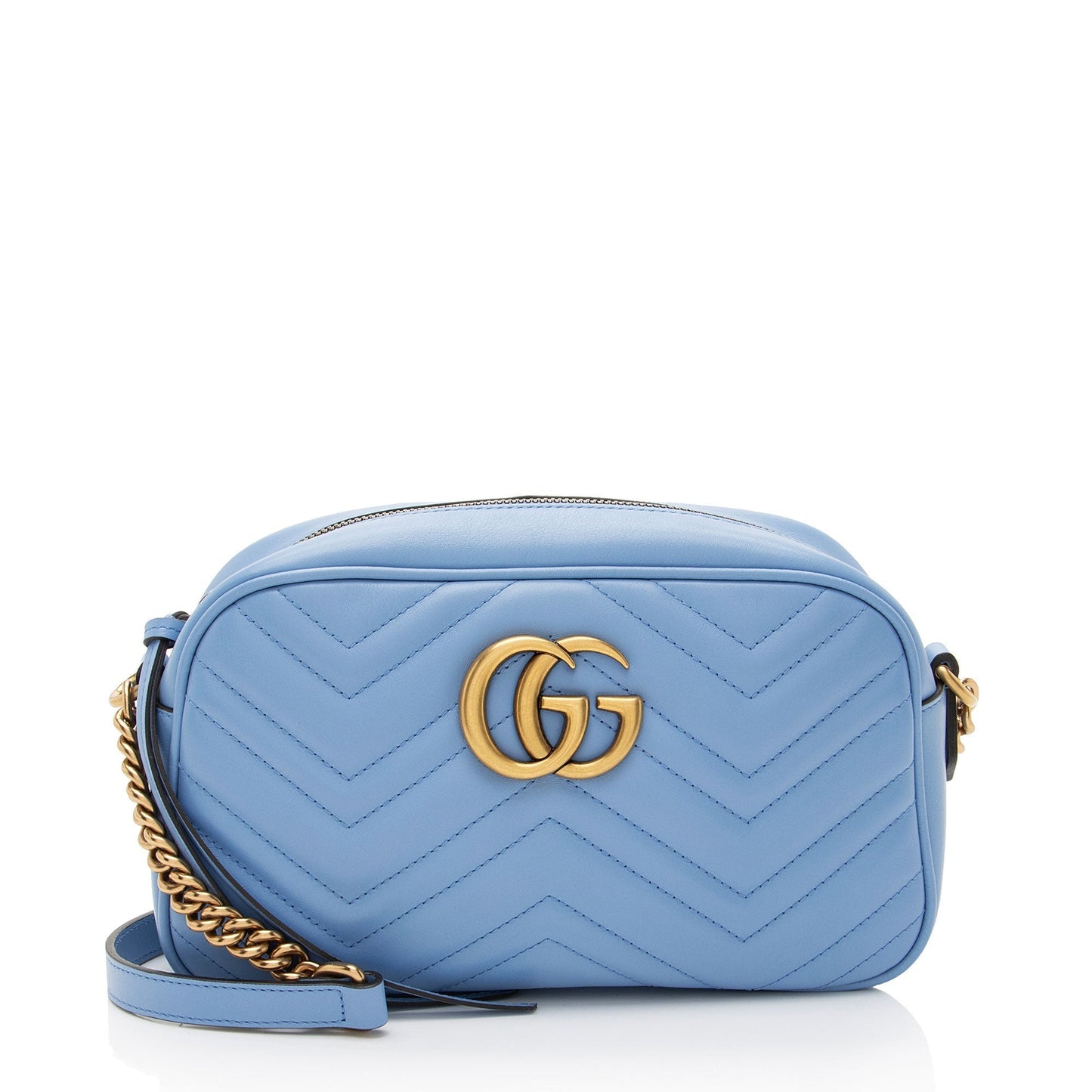 Gucci GG Marmont Matelasse Leather Blue Small Crossbody Bag