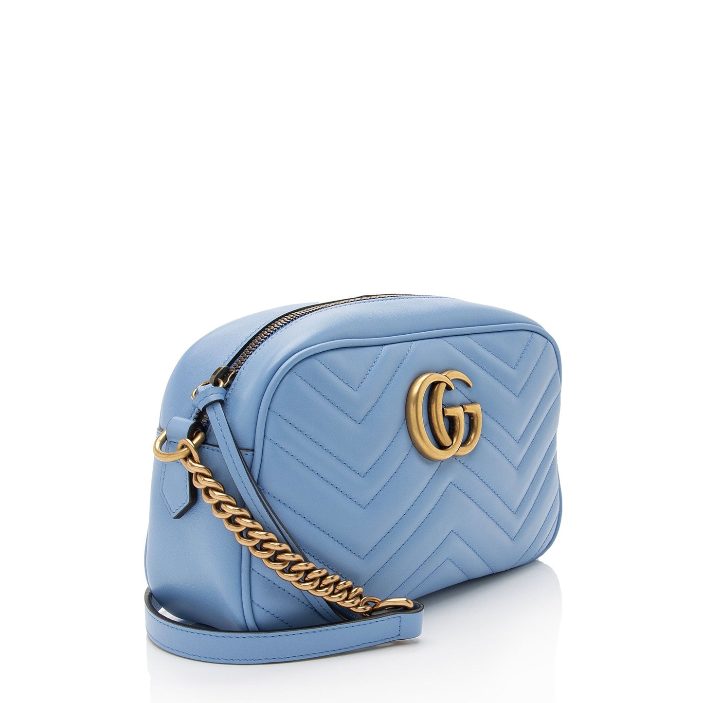 Gucci GG Marmont Matelasse Leather Blue Small Crossbody Bag