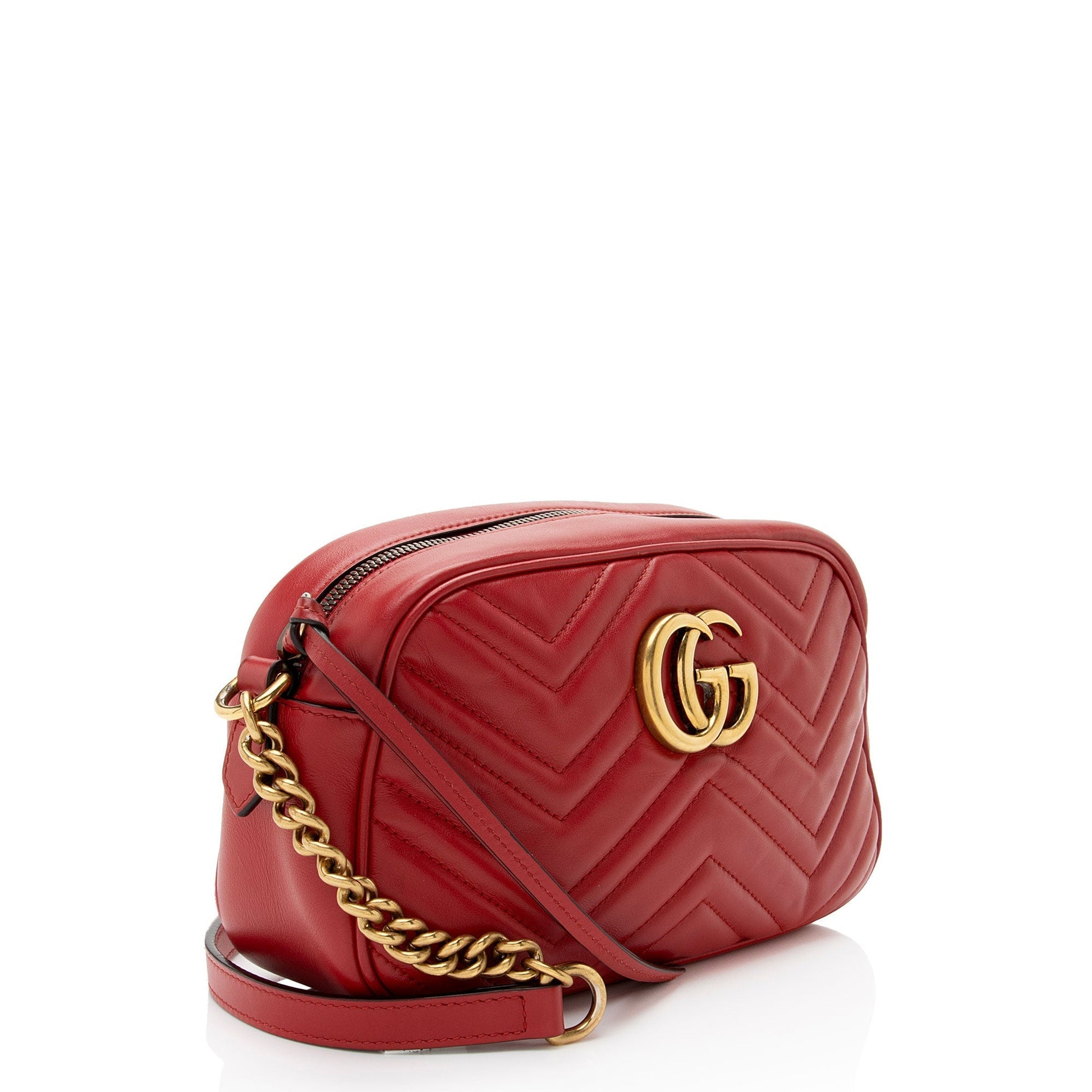 Gucci GG Marmont Camera Matelasse Leather Red Small Crossbody Bag Bag 11