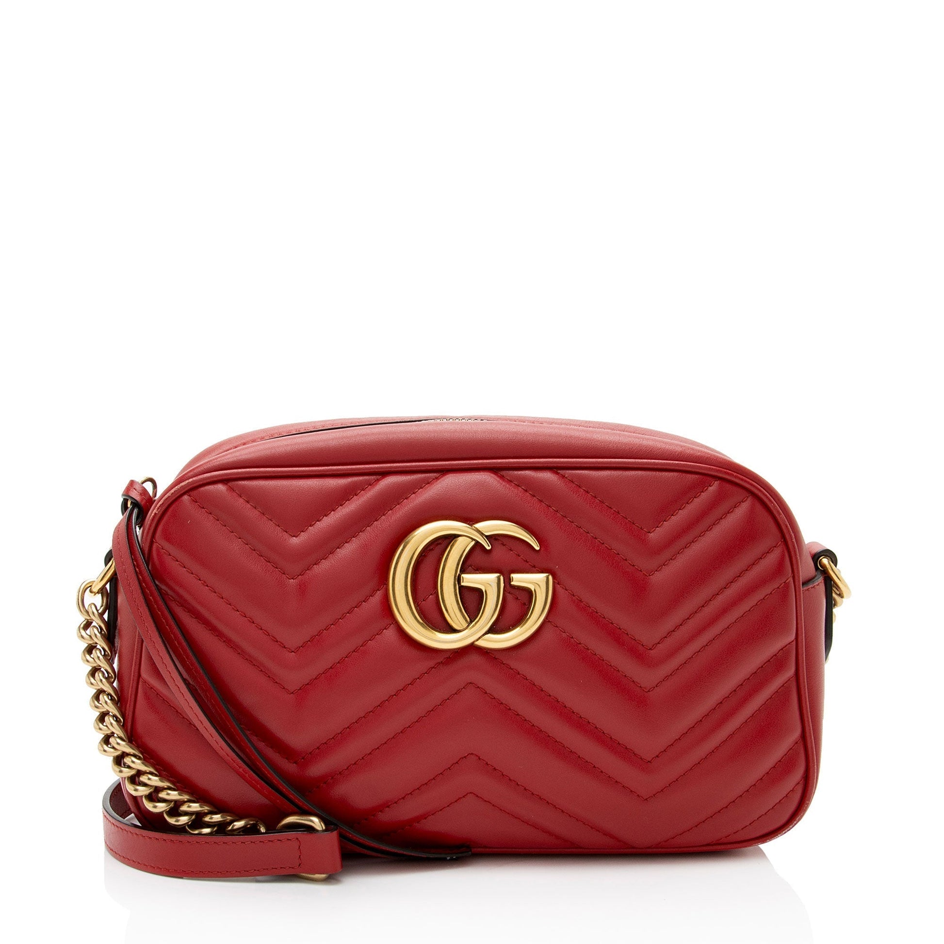 Gucci GG Marmont Camera Matelasse Leather Red Small Crossbody Bag