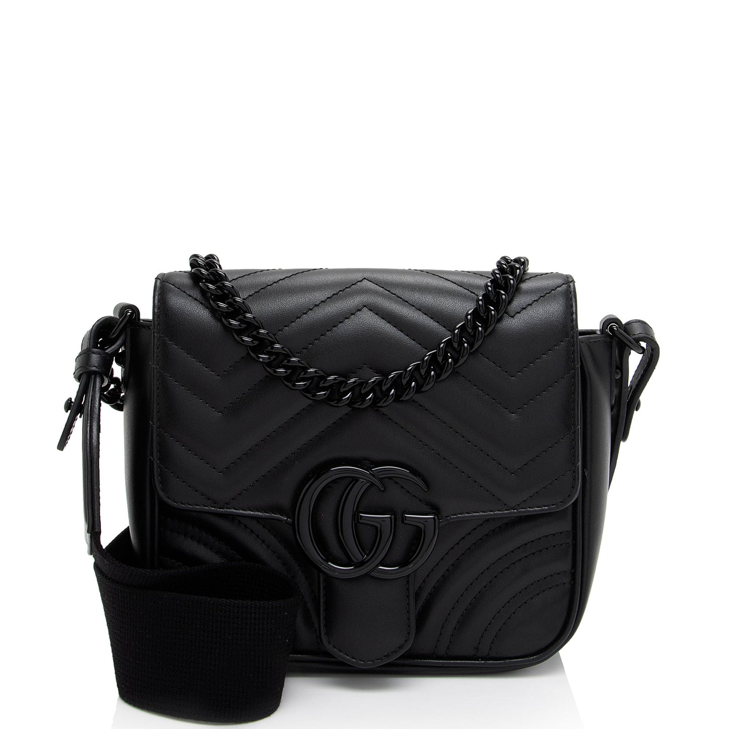Gucci GG Marmont Square SHF-43SCt3 Matelasse Leather Nylon Black Shoulder Bag