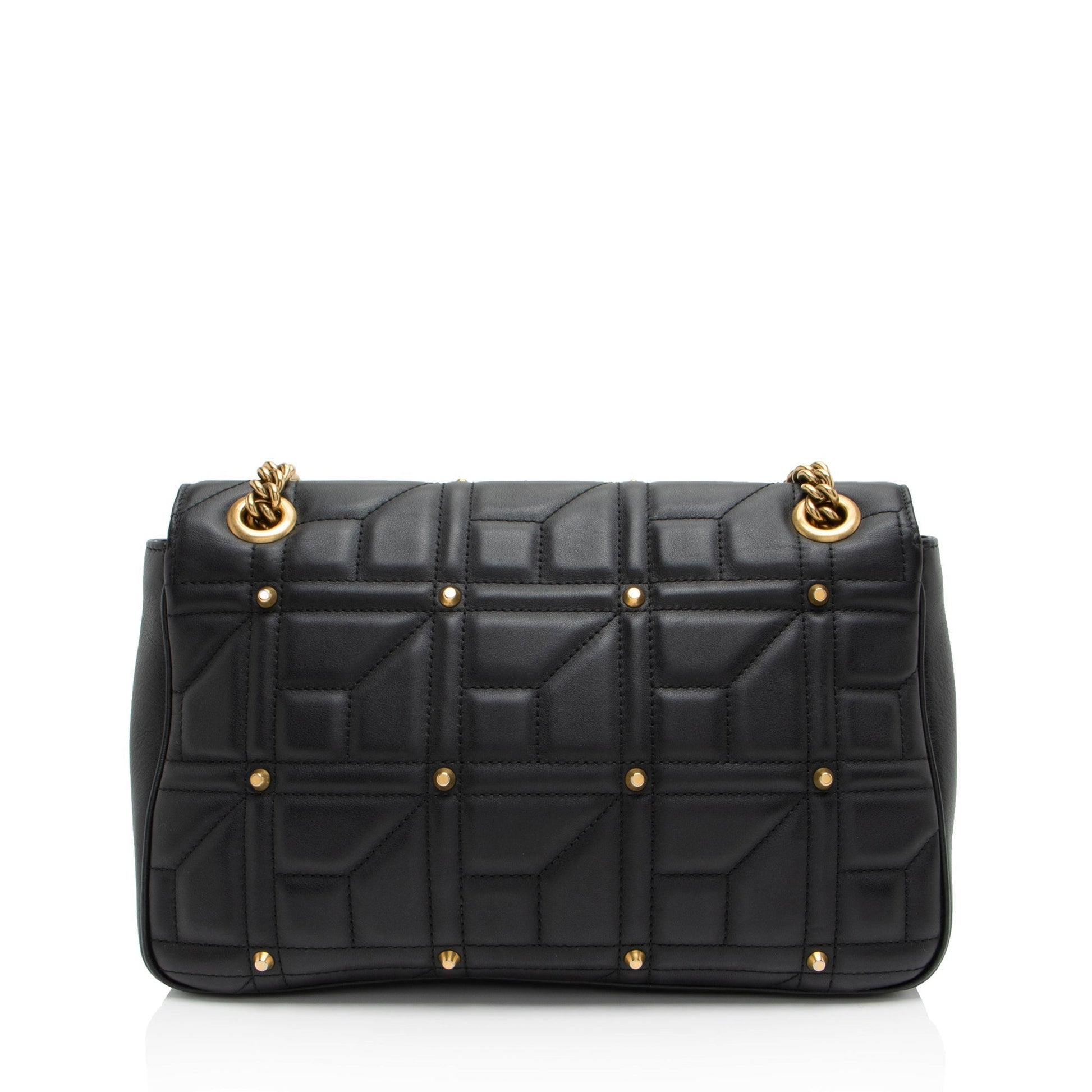 Gucci GG Marmont Studded Flap Matelasse Leather Black Medium Shoulder Bag