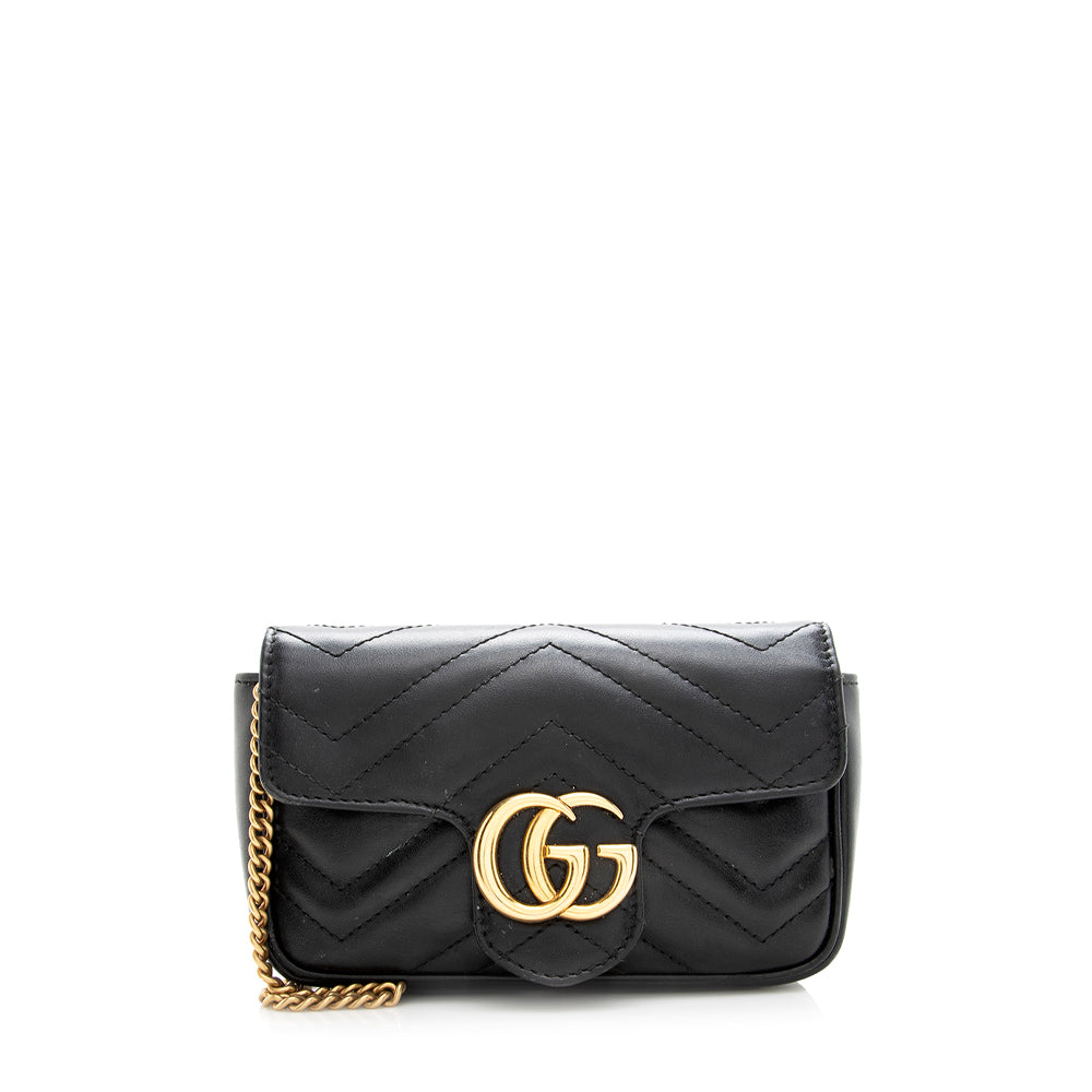 Gucci GG Marmont Super SHF Matelasse Leather Black Mini Crossbody Bag Bag Shf