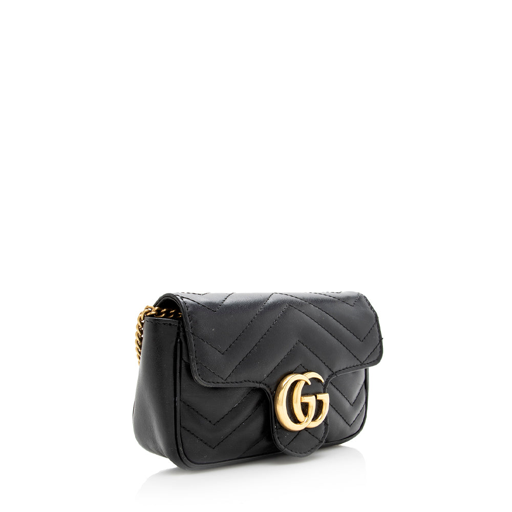 Gucci GG Marmont Super SHF Matelasse Leather Black Mini Crossbody Bag Bag Shf