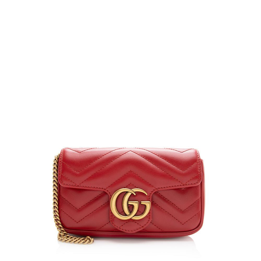 Gucci GG Marmont Super SHF Matelasse Leather Red Mini Crossbody Bag