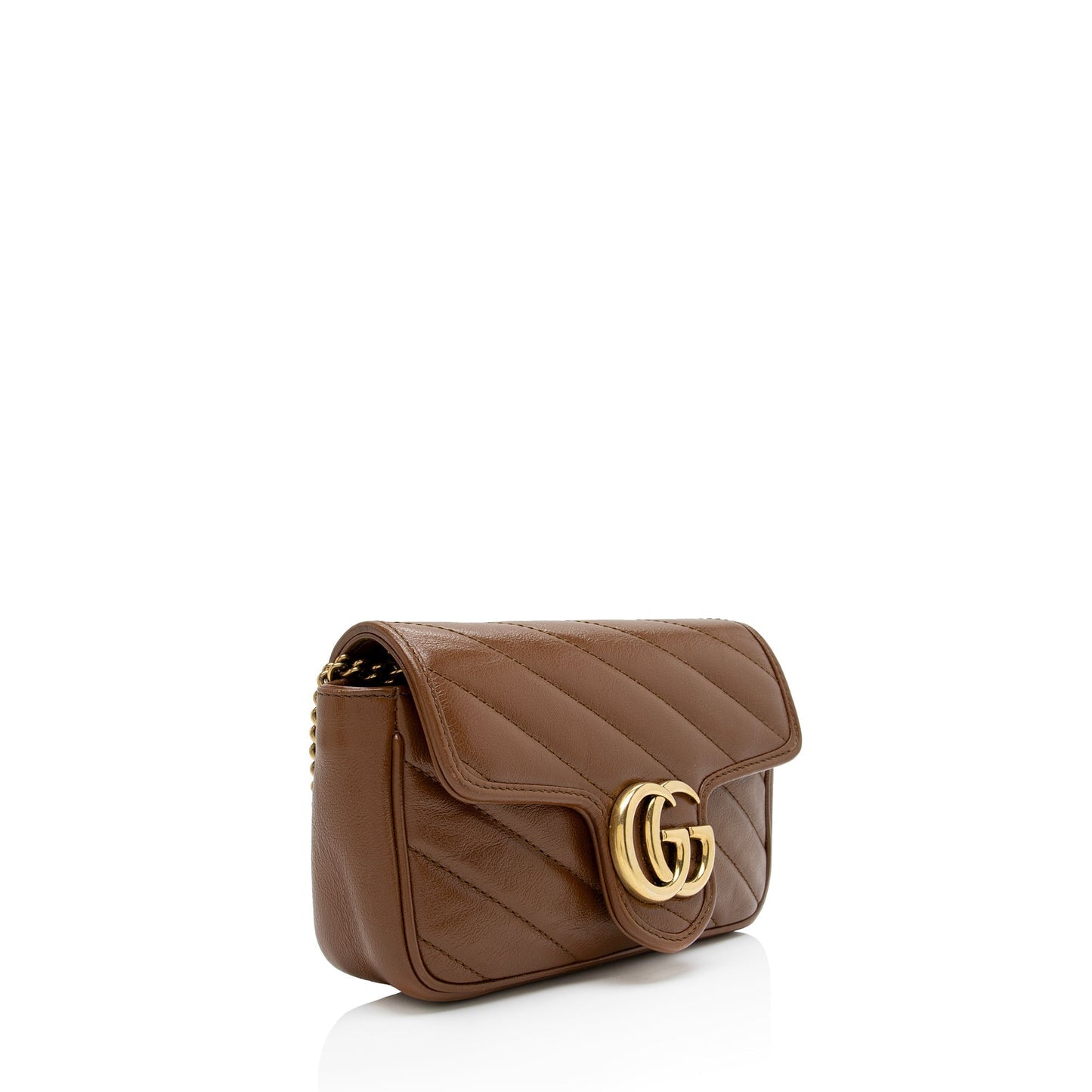 Gucci GG Marmont Super SHF-E9ZcFF Matelasse Leather Brown Mini Crossbody Bag