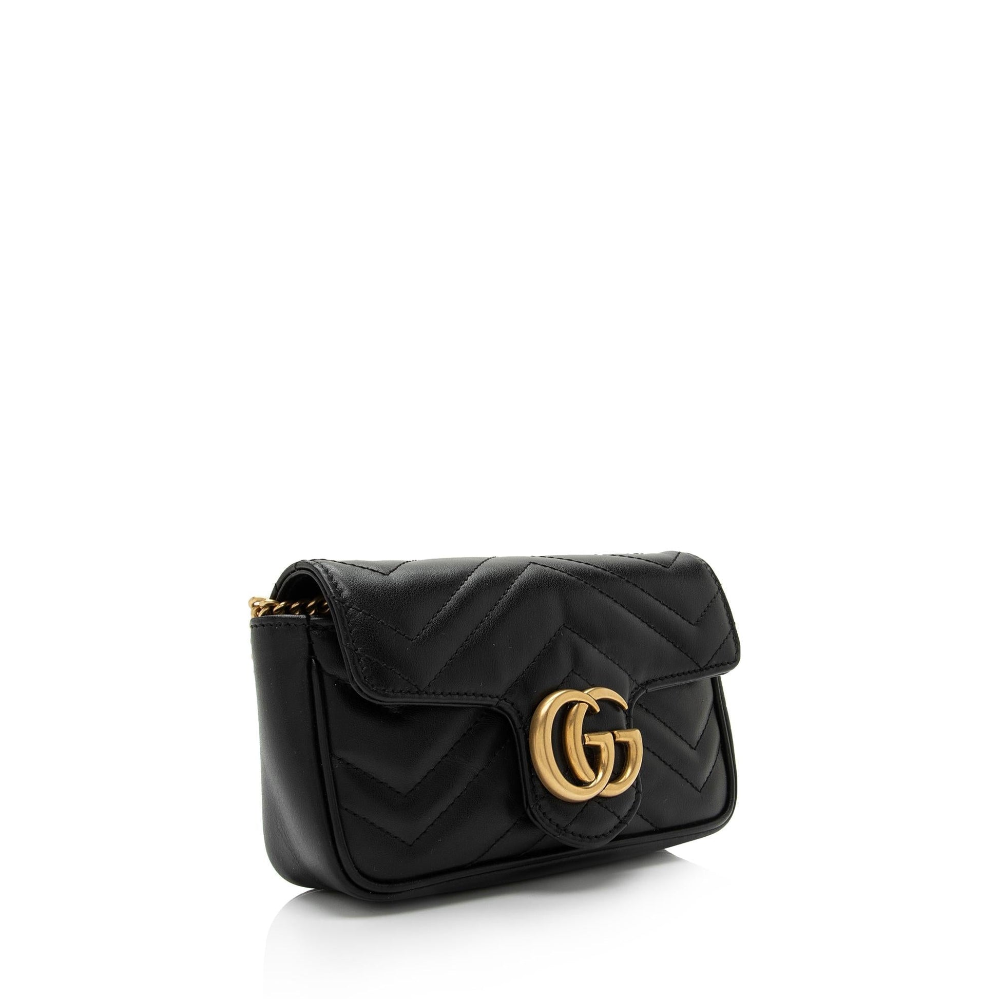 Gucci GG Marmont Super SHF-sC7a2m Matelasse Leather Black Mini Crossbody Bag