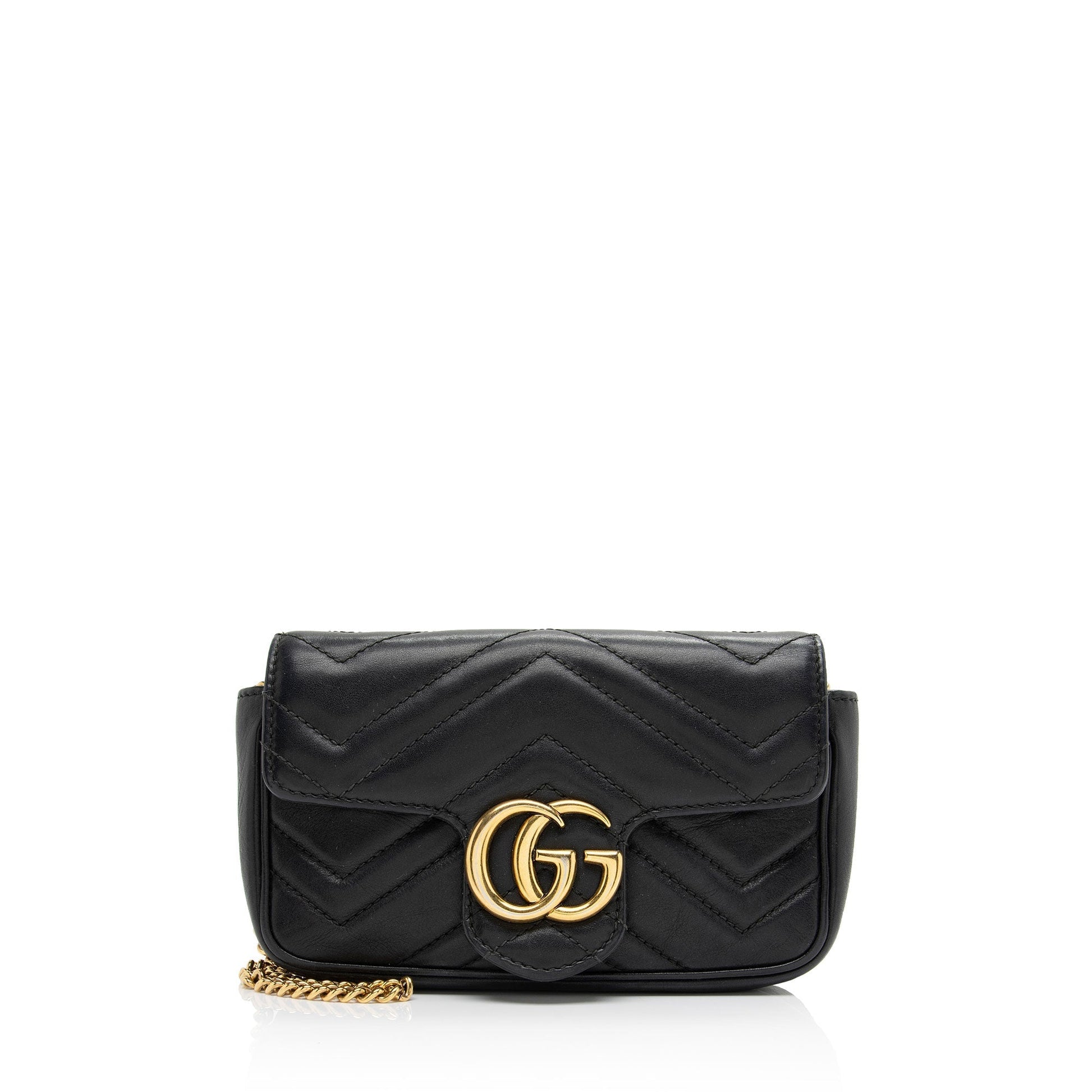 Gucci GG Marmont Super SHF-PG5W8B Matelasse Leather Black Mini Crossbody Bag