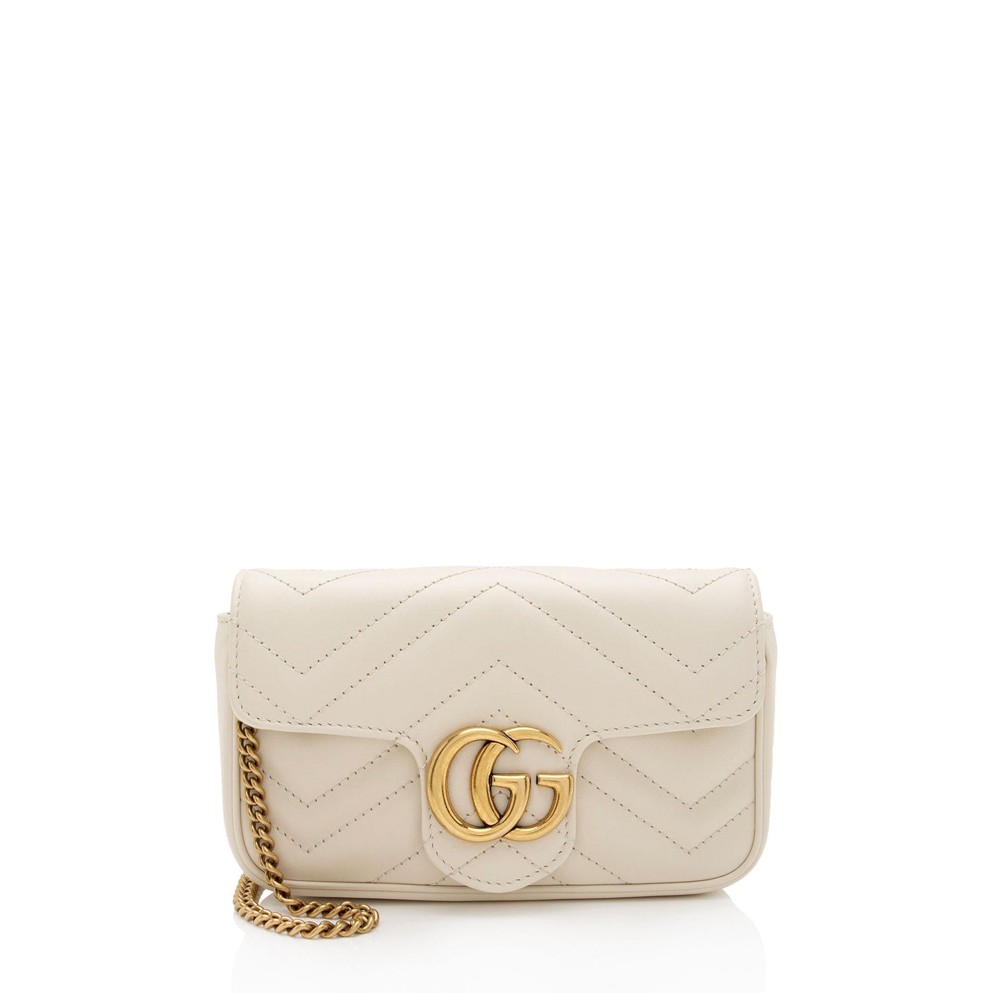 Gucci GG Marmont Super SHF-dN0cWo Matelasse Leather White Mini Crossbody Bag