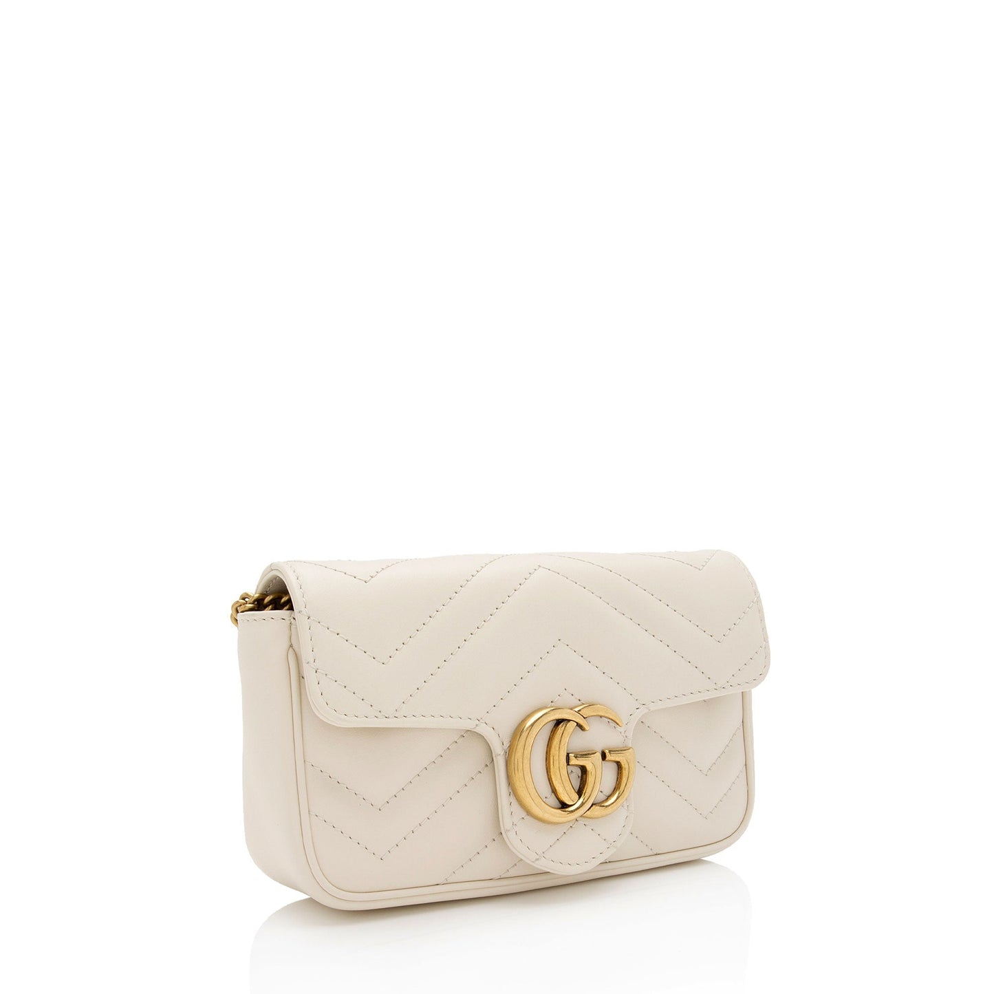 Gucci GG Marmont Super SHF-dN0cWo Matelasse Leather White Mini Crossbody Bag