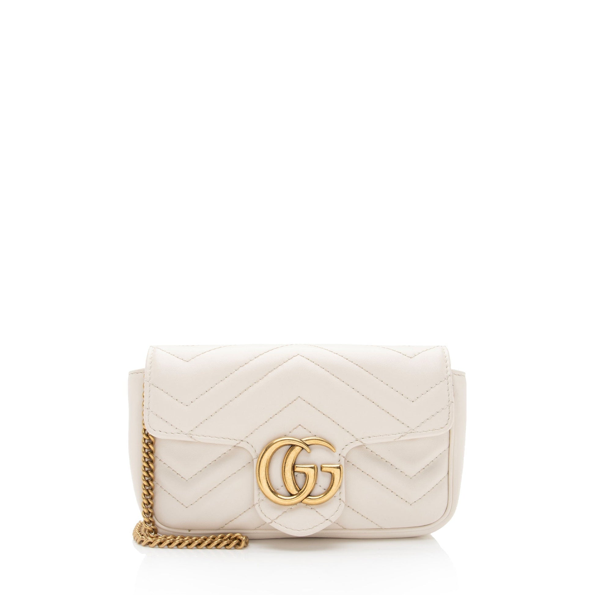 Gucci GG Marmont Super Flap SHF-4vMIDn Matelasse Leather White Mini Crossbody Bag