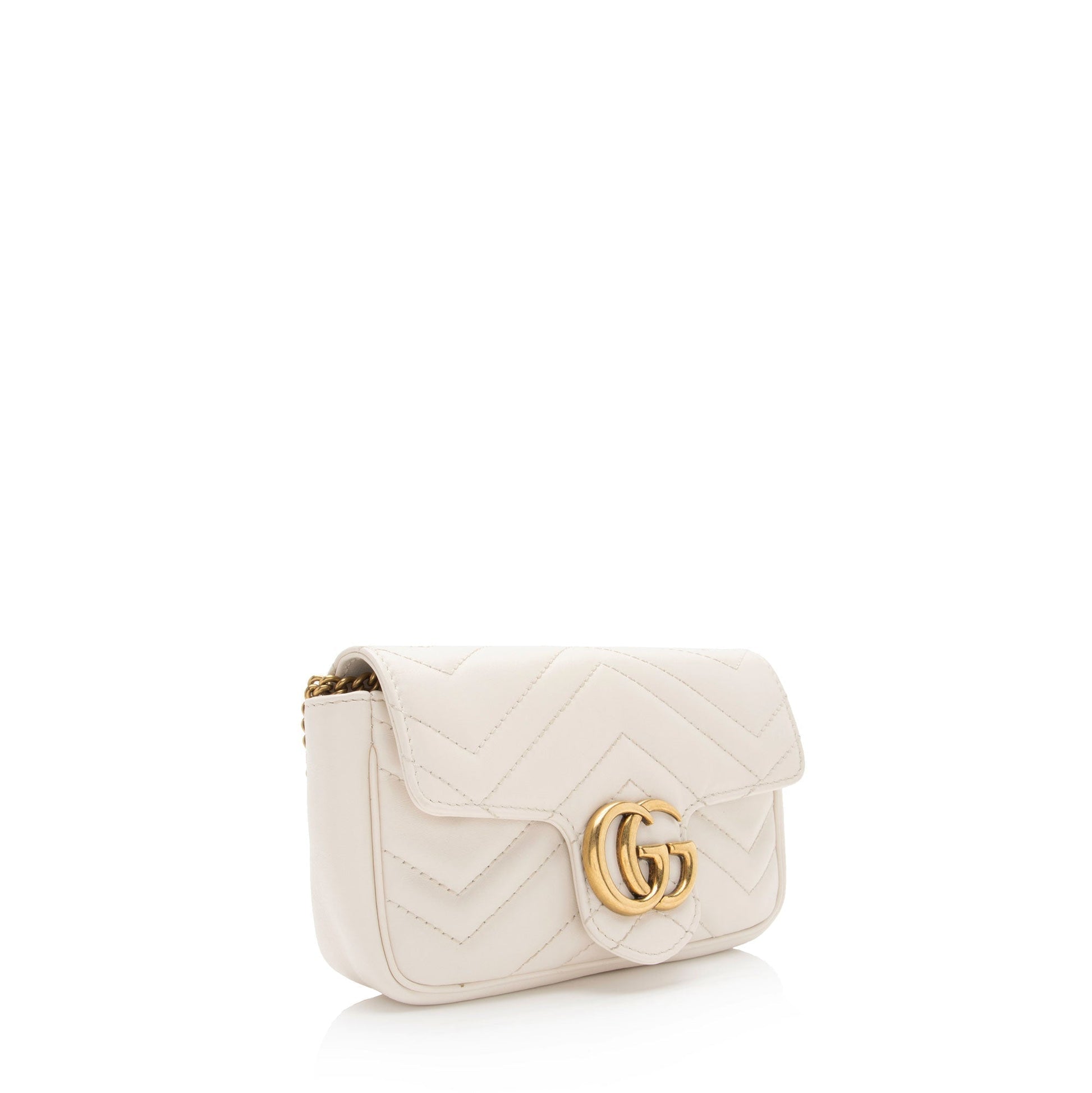 Gucci GG Marmont Super Flap SHF-4vMIDn Matelasse Leather White Mini Crossbody Bag