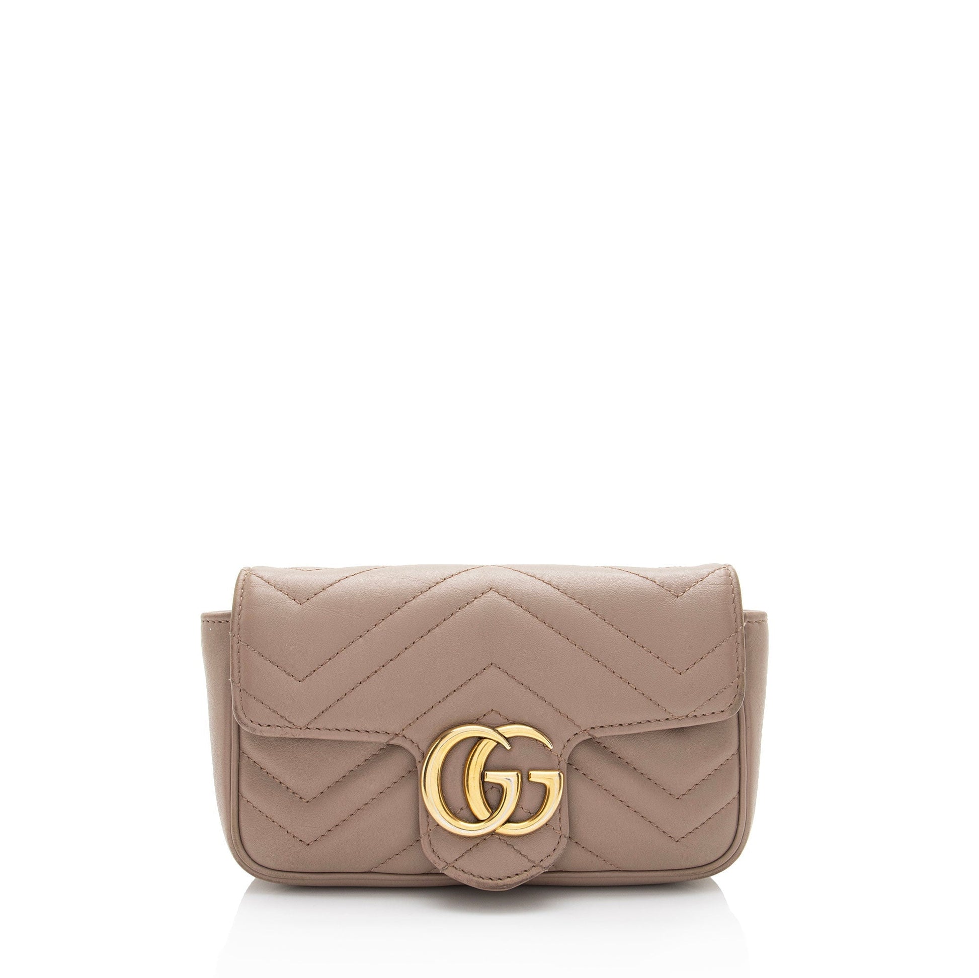 Gucci GG Marmont Flap - FINAL Matelasse Leather Beige Mini Clutch Bag