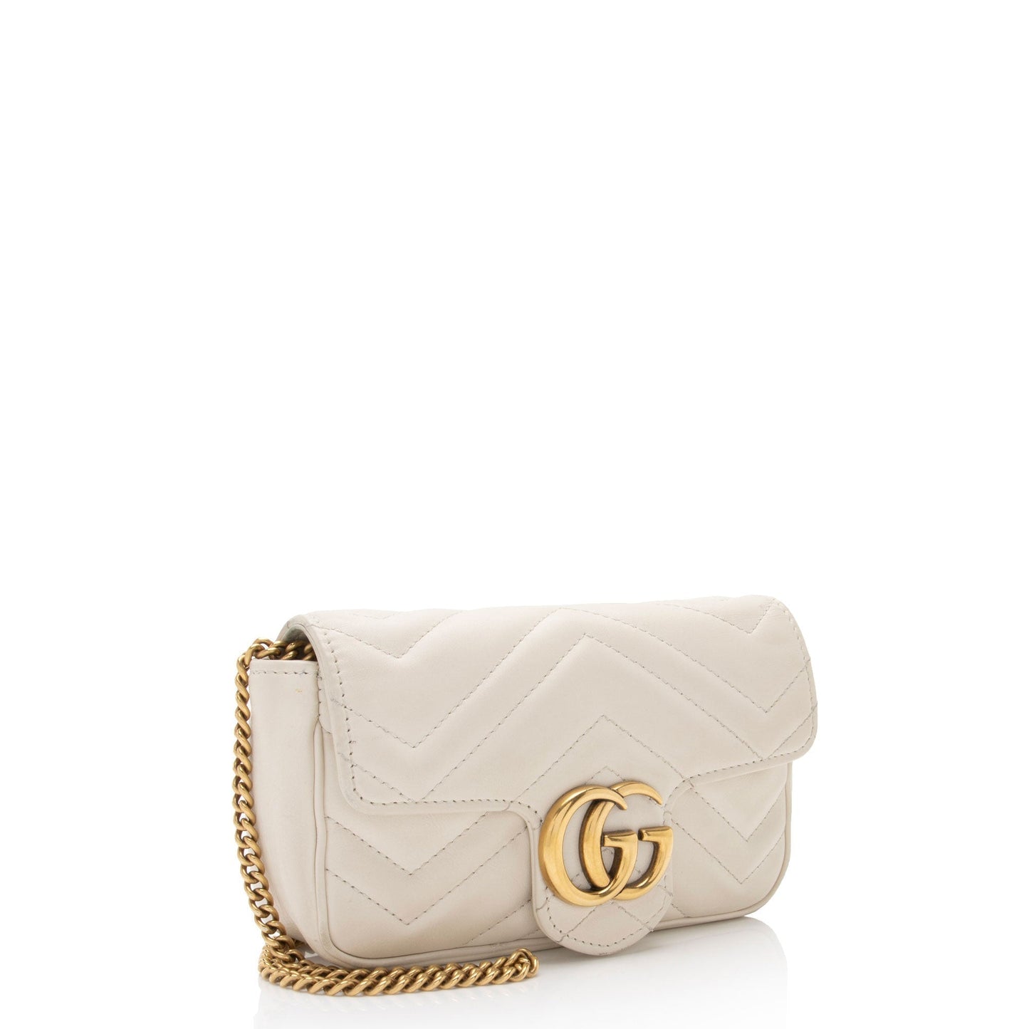 Gucci GG Marmont Super Flap SHF-beHFsH Matelasse Leather White Mini Crossbody Bag